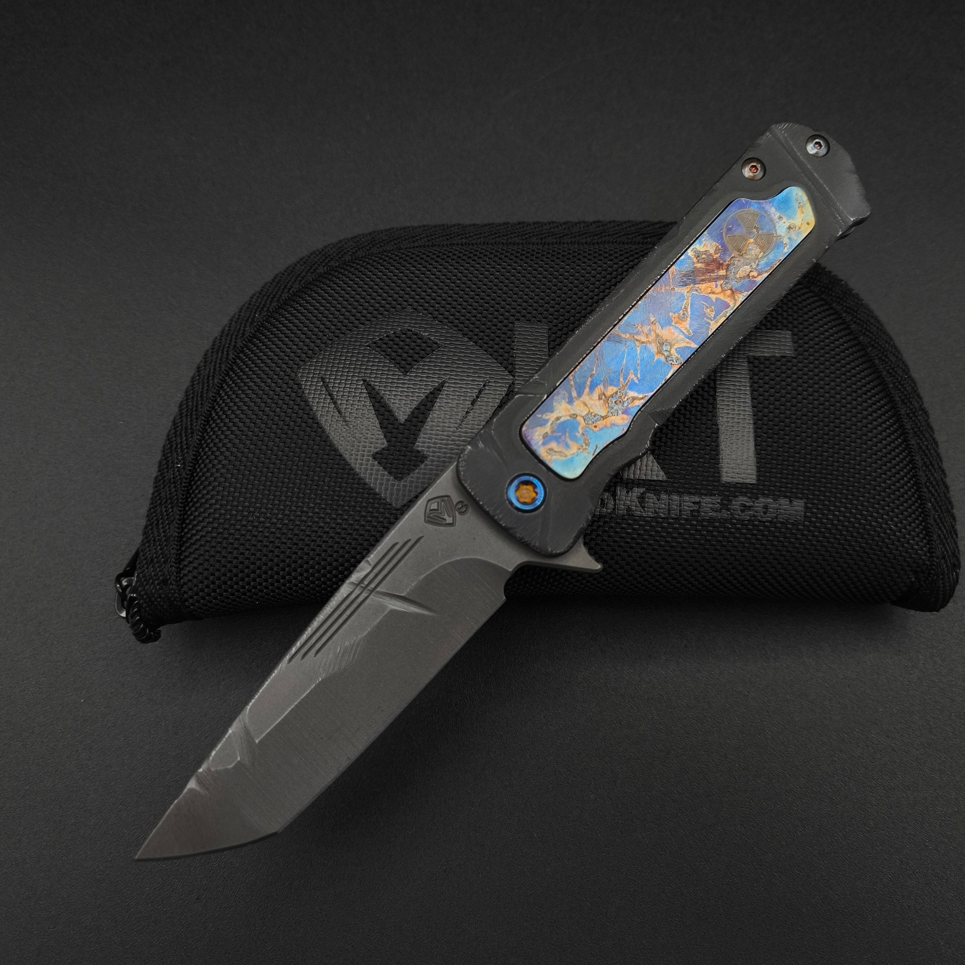 Medford TFF-4 Acid Distressed Tanto, Black Fallout and flamed Copper Inlay 1