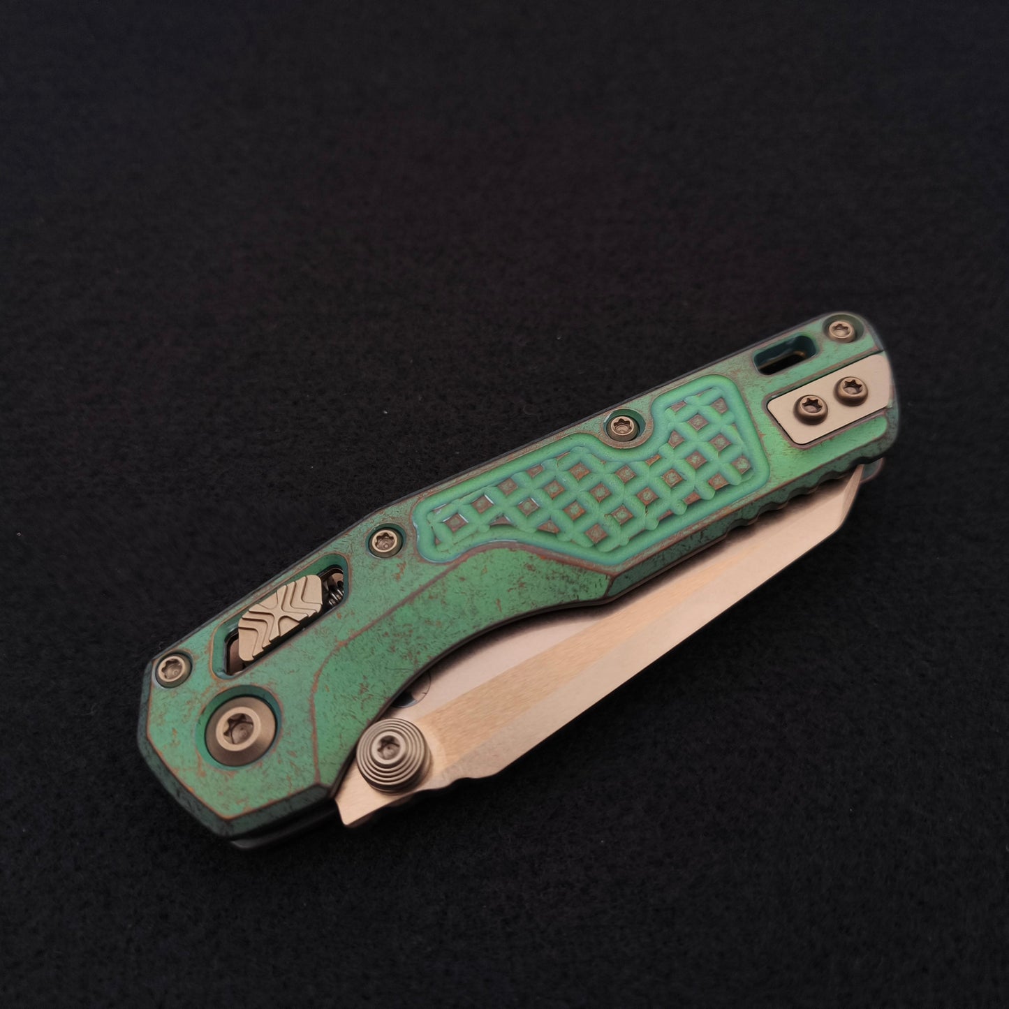 Microtech MSI Mini Bronzed Stonewash Frag Antique Green Marfione Select