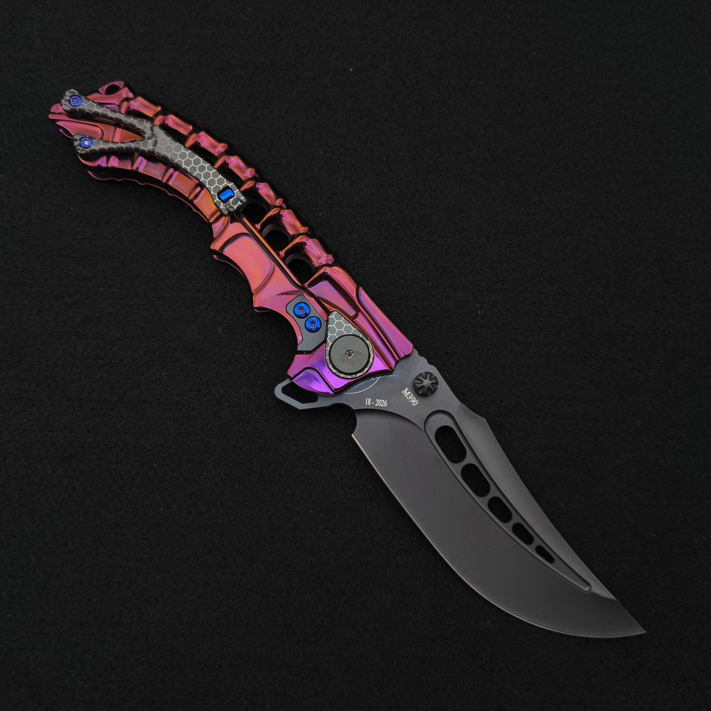 ADV Scavenger Gen 2, Integral Titanium Handle, Cherry anodized, black M390 2