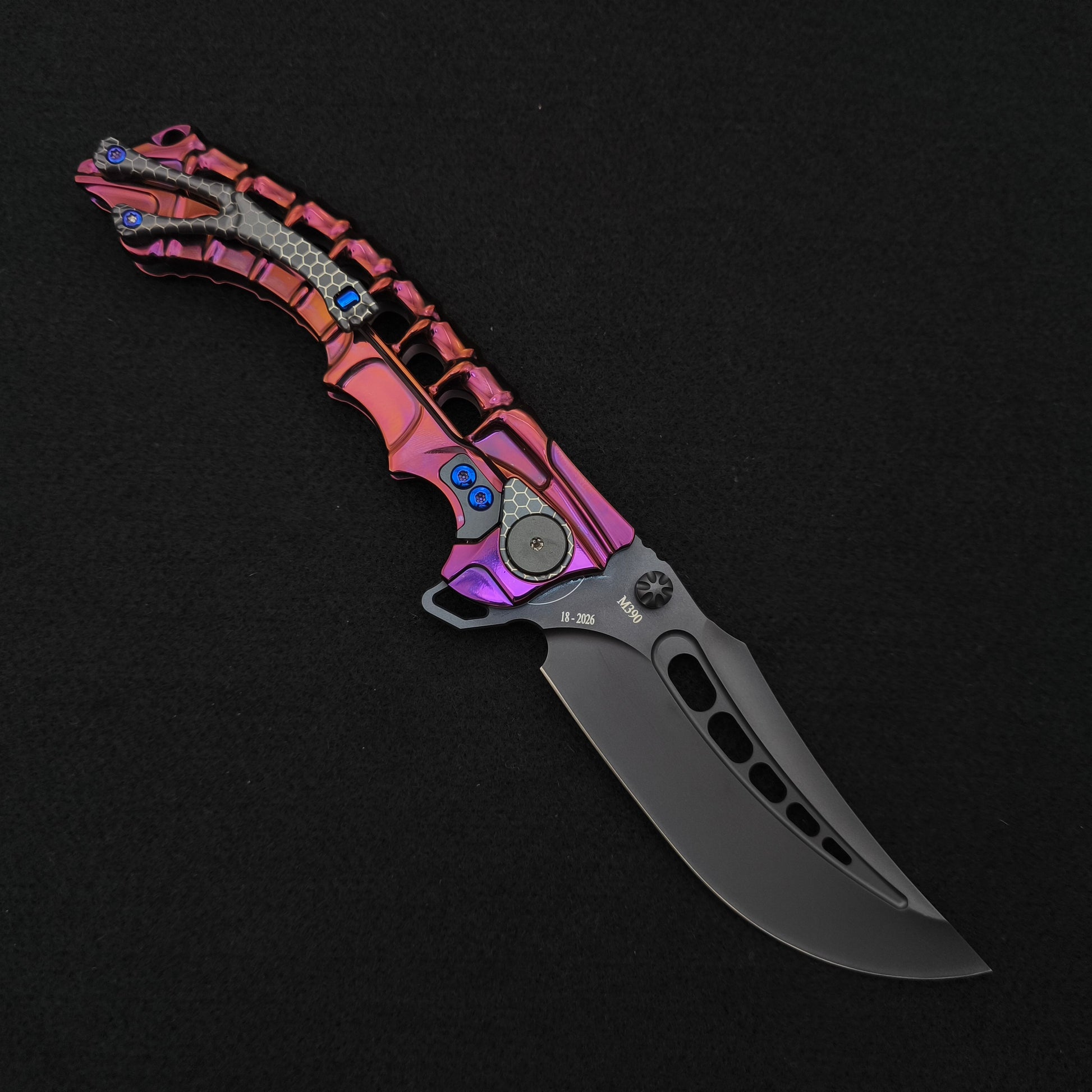 ADV Scavenger Gen 2, Integral Titanium Handle, Cherry anodized, black M390 2