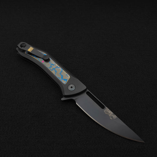 Half Face Blades Custom Kwaiken Folder, 80's Camo Carbon 1