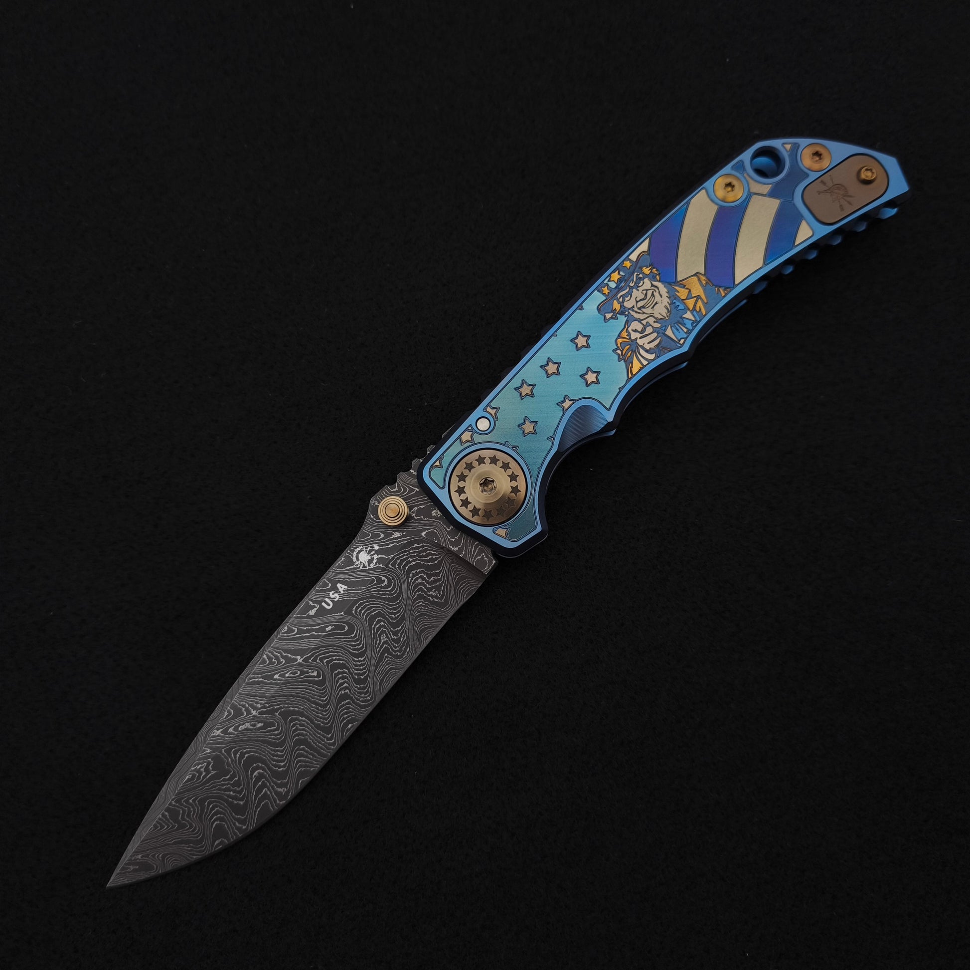 Spartan Blades Harsey Folder SF5 Custom Chad Nichols Damascus Uncle Sam Special Edition 1