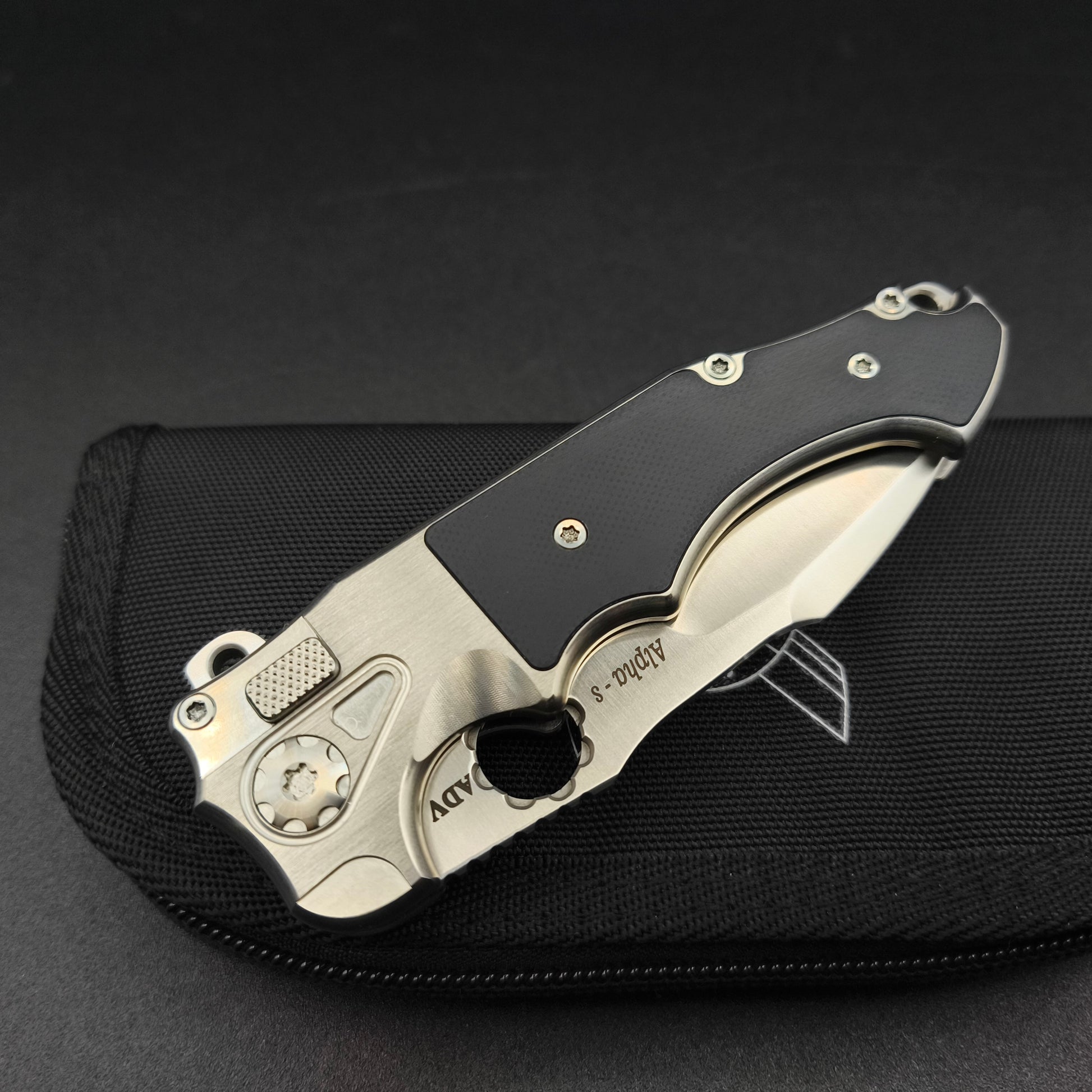 ADV Mini Alpha-S Serrated Satin Black G-10 3