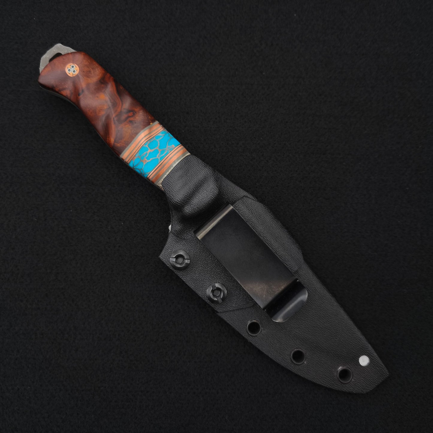 Half Face Blades Field Knife Elk Antler, Turquoise, Desert Ironwood