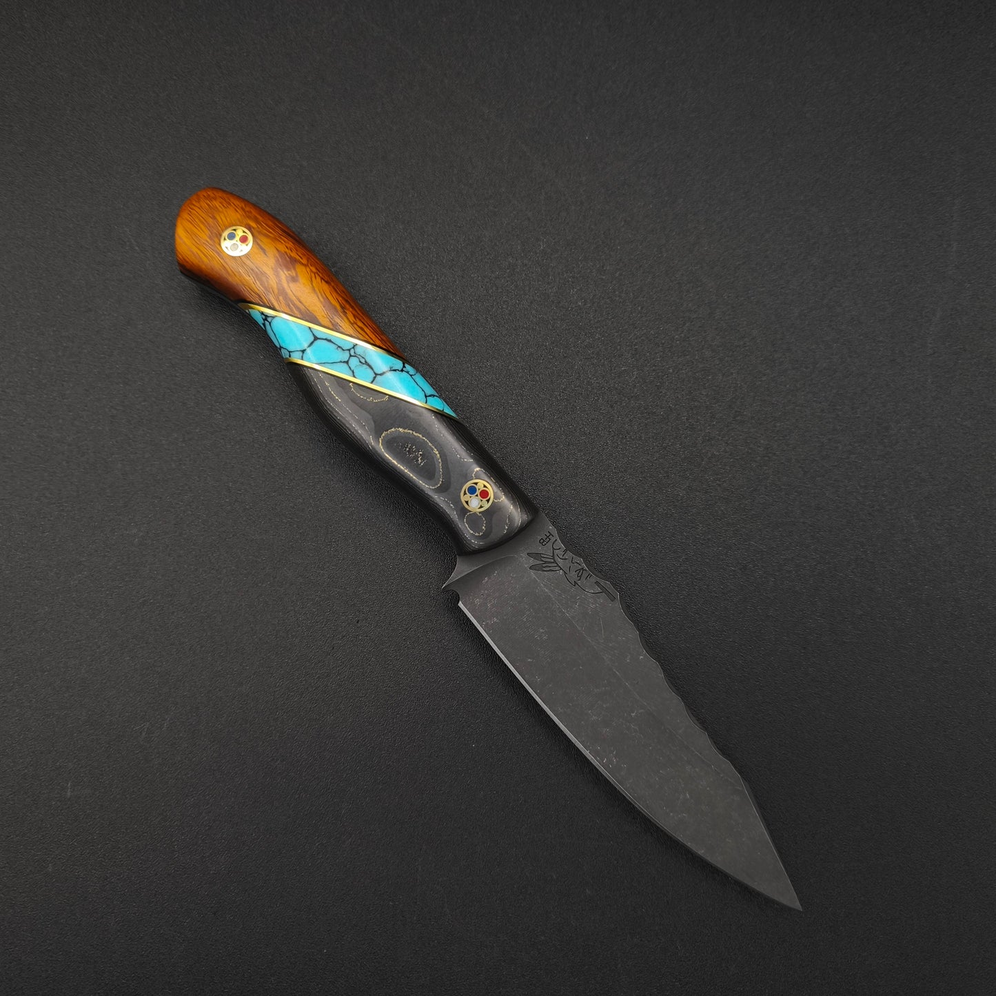 Half Face Blades Field Knife Jr Gold Camo Carbon, Turquoise 1