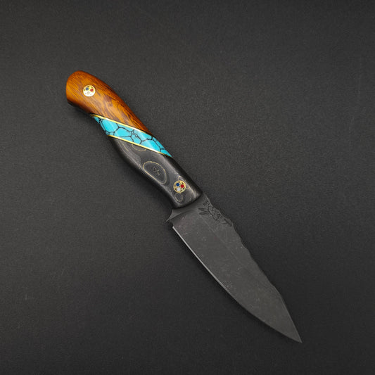 Half Face Blades Field Knife Jr Gold Camo Carbon, Turquoise 1