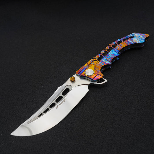 ADV Scavenger Gen 2, Integral Titanium Handle, Satin and Acid Rain, M390 1