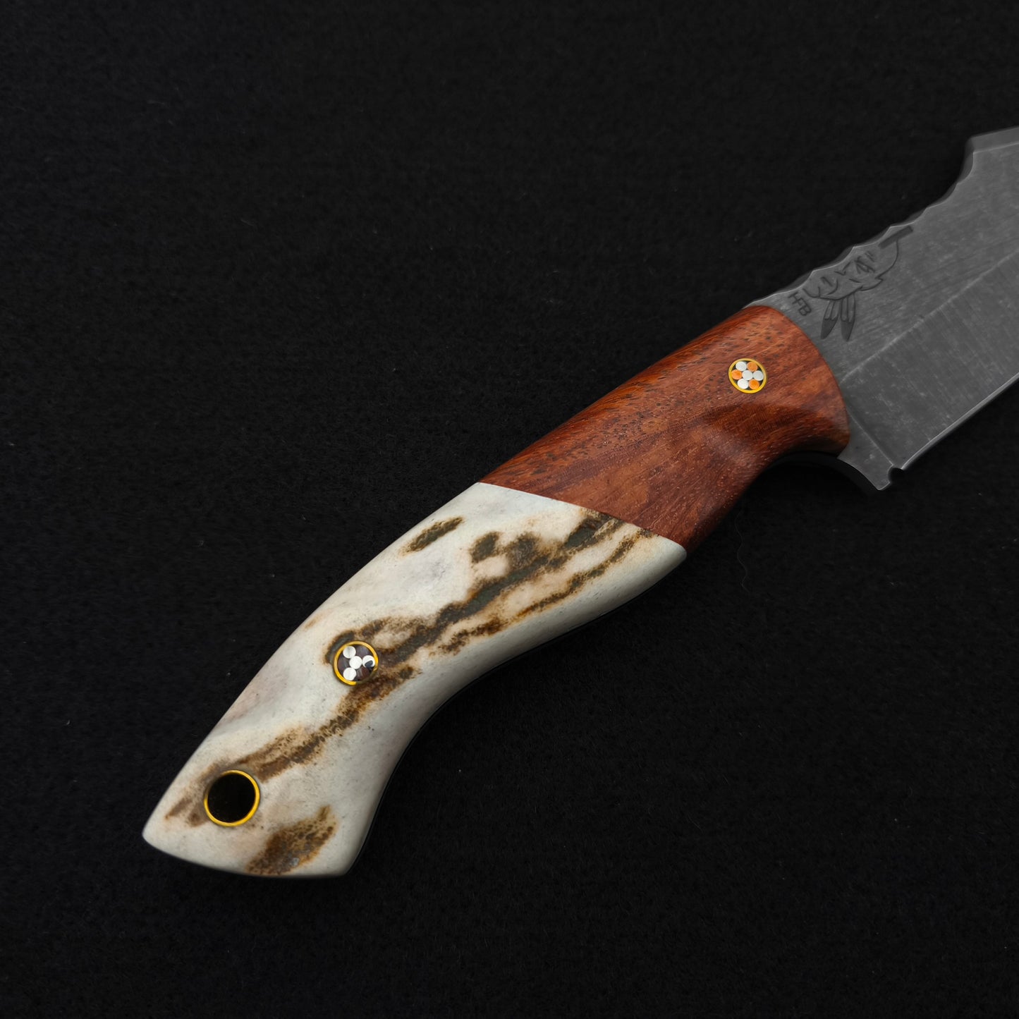 Half Face Blades Widow Maker Orange Heart Wood, Elk Antler 3