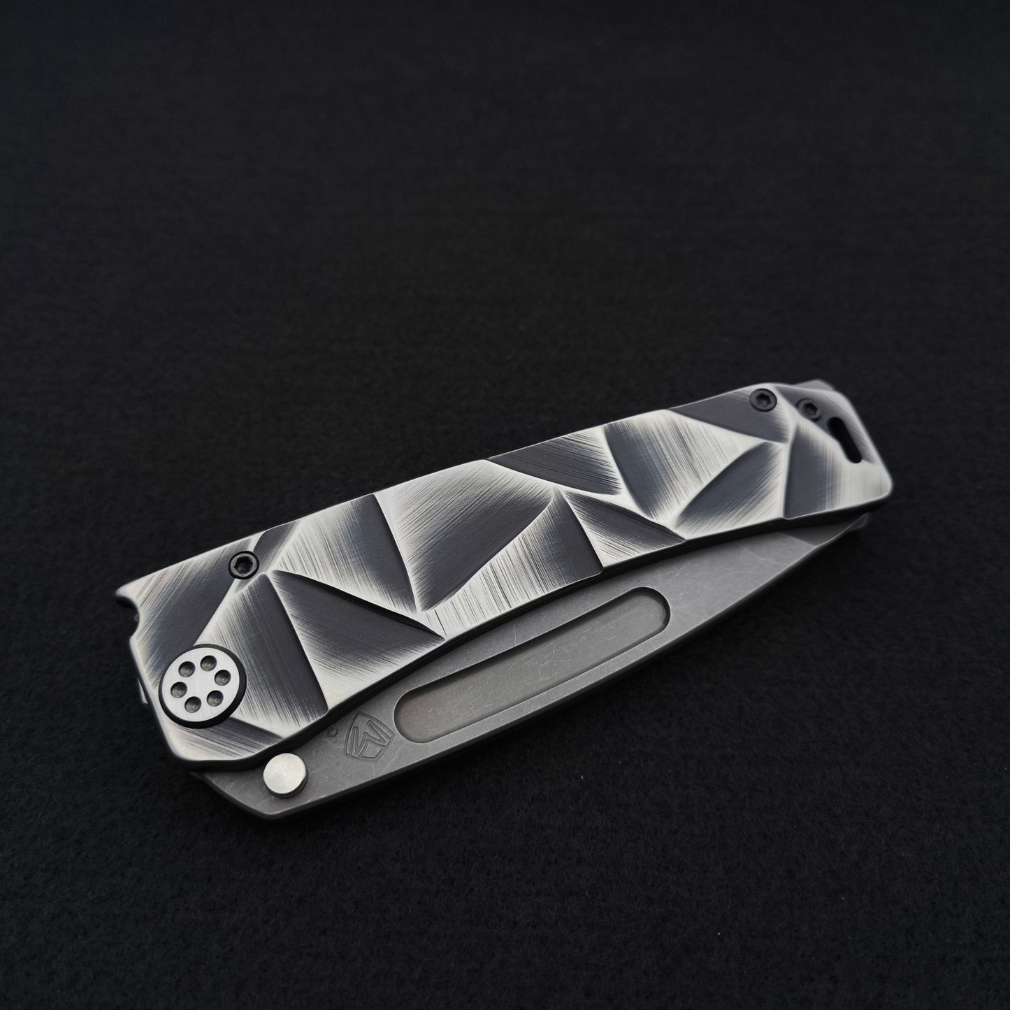 Medford Marauder, Full Size, Acid Distressed Tanto, Black and Silver Stained Glass 4