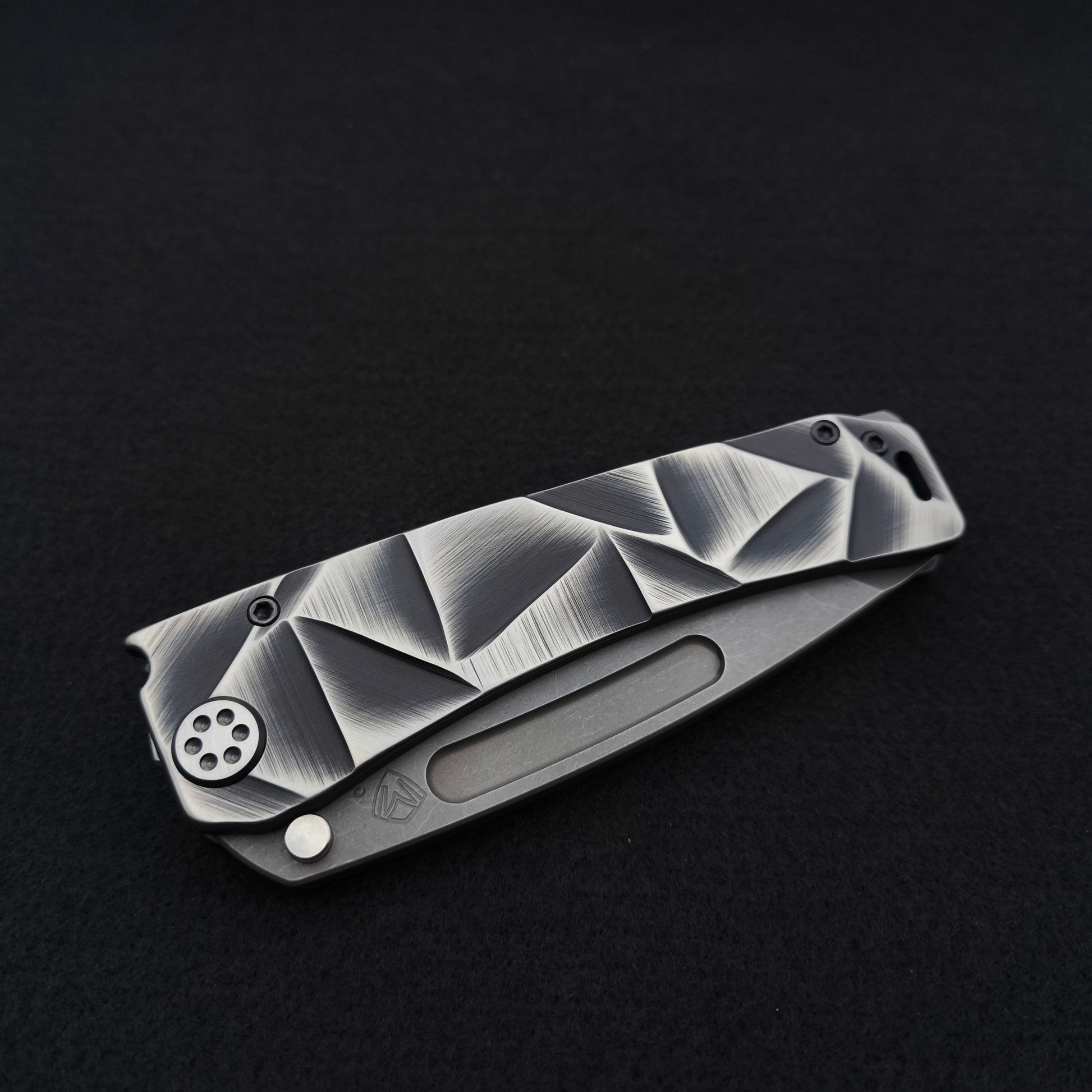 Medford Marauder, Full Size, Acid Distressed Tanto, Black and Silver Stained Glass 4