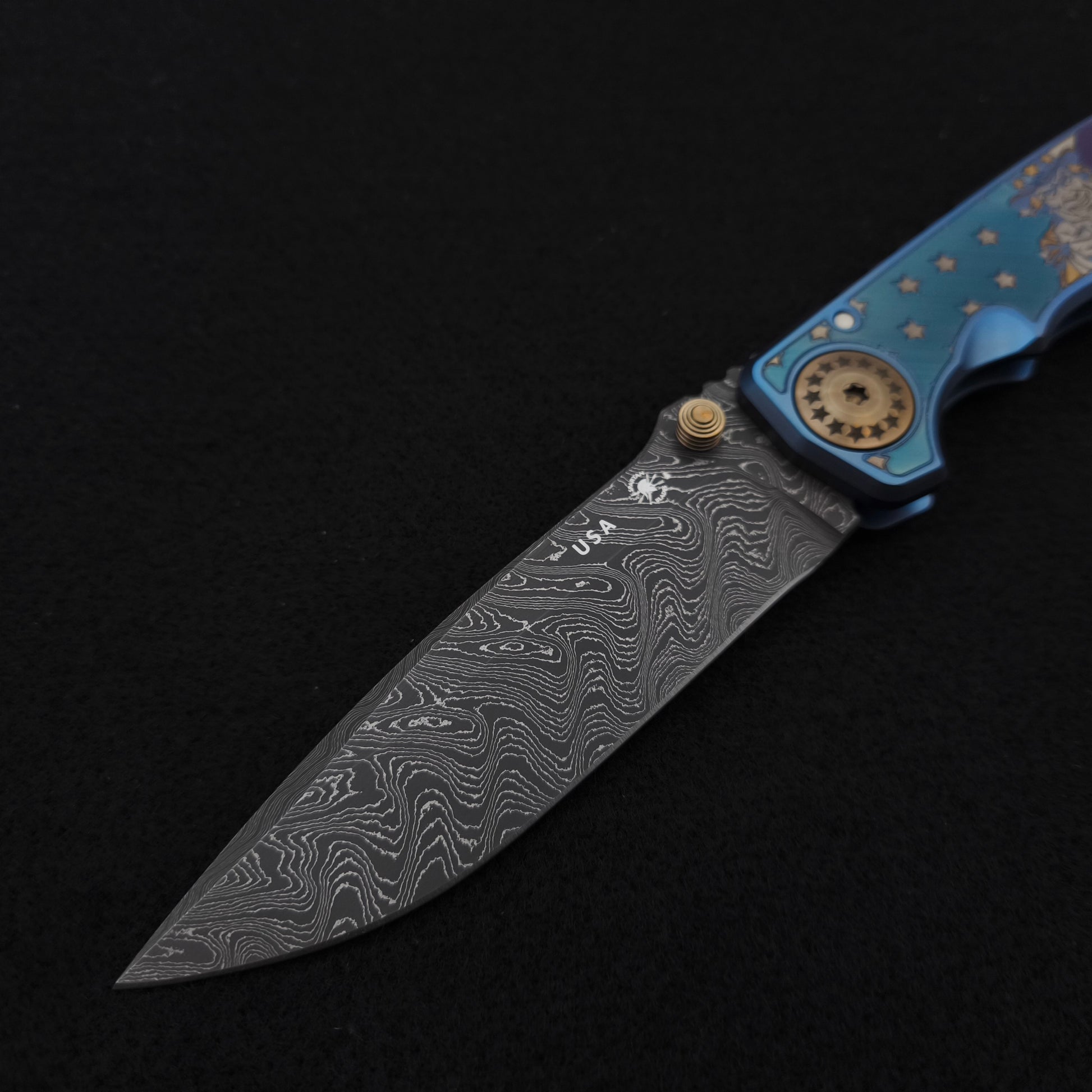 Spartan Blades Harsey Folder SF5 Custom Chad Nichols Damascus Uncle Sam Special Edition 3