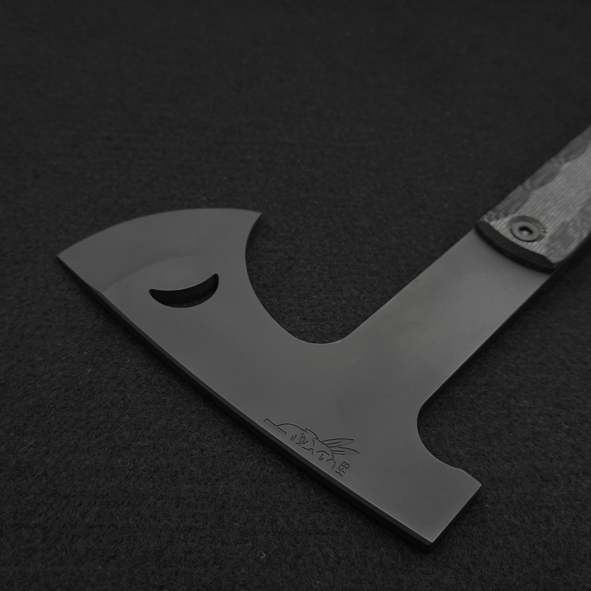 Half Face Blades Howler Hawk, Black Canvas Micarta, Armor Black Cerakote 3