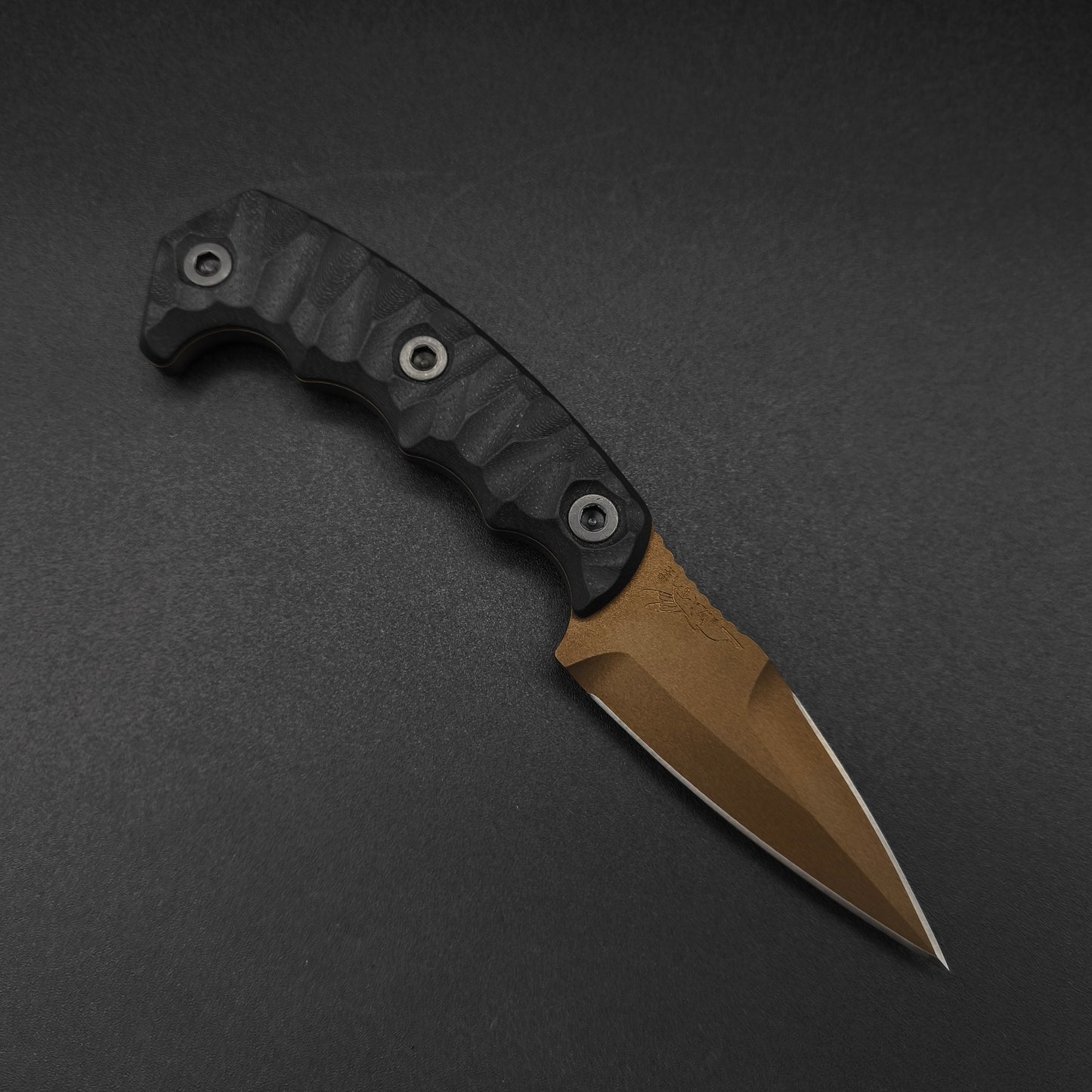 Half Face Blades HUMINT 3" Black G10, Midnight Bronze Cerakote