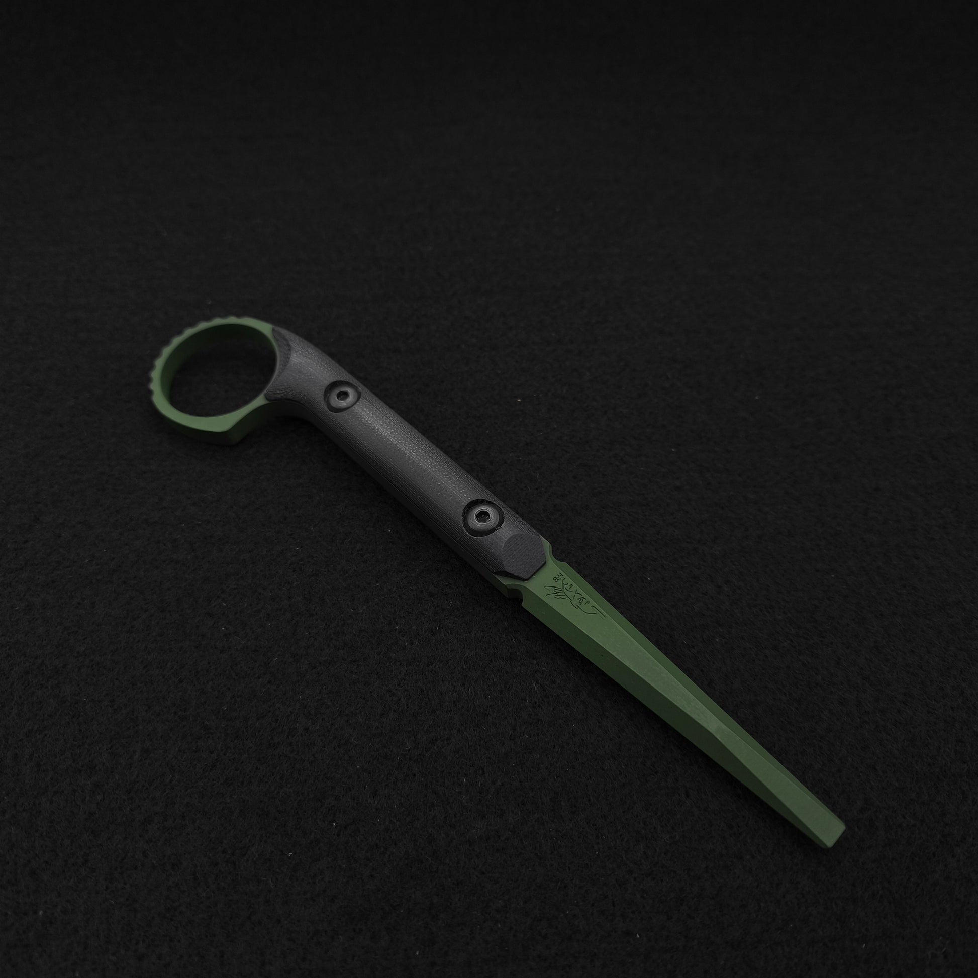 Half Face Blades Ring Flathead Tool Black G10, Highland Green Cerakote 1