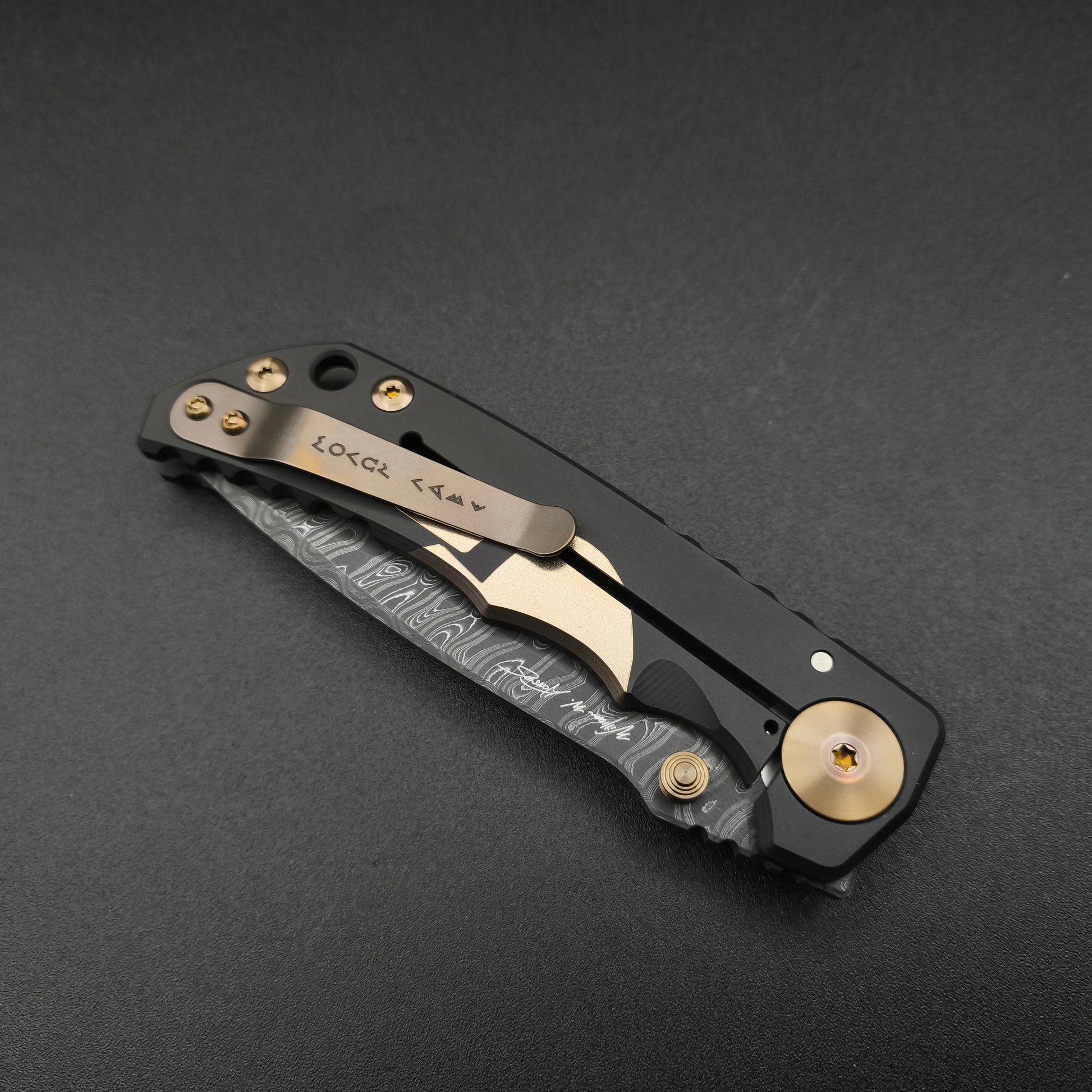 Spartan Blades Harsey Folder SF5 Custom Chad Nichols Damascus Gold Helmet 5