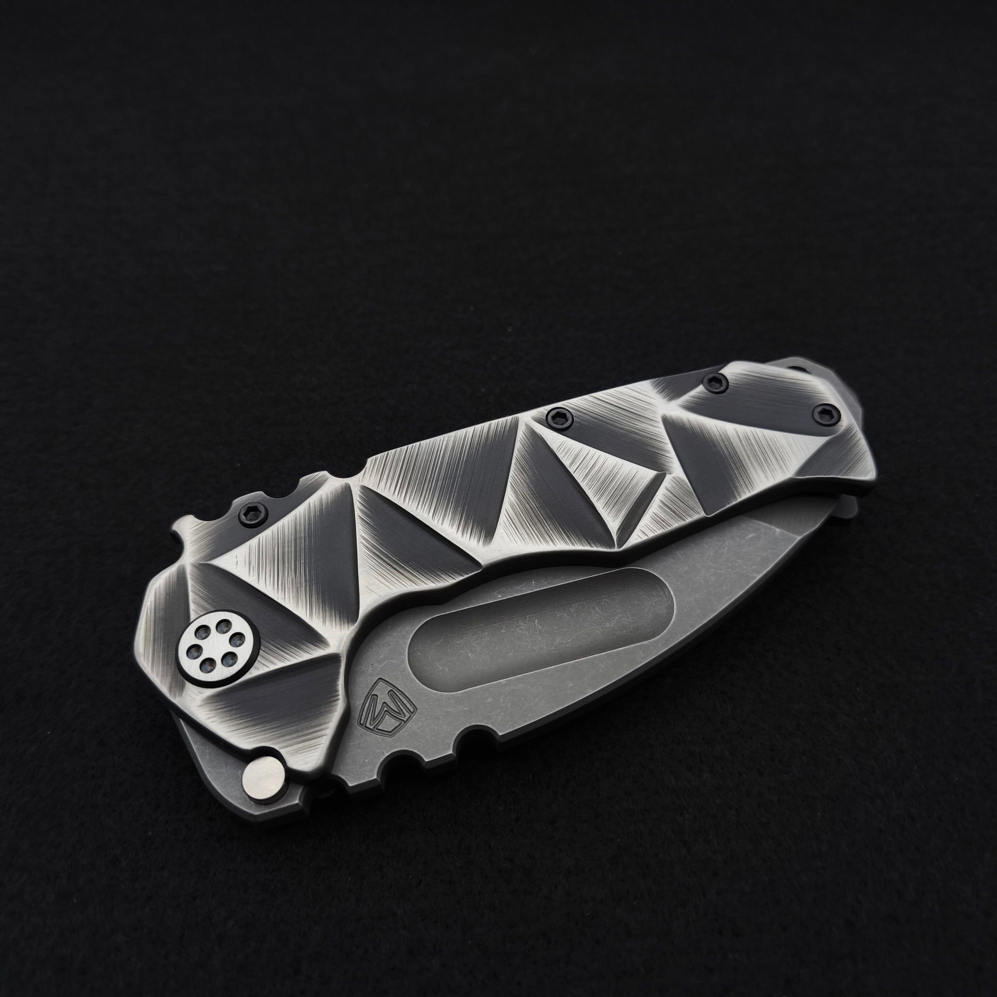 Medford Praetorian Ti Acid Distressed Tanto, Black and Silver Stained Glass 4
