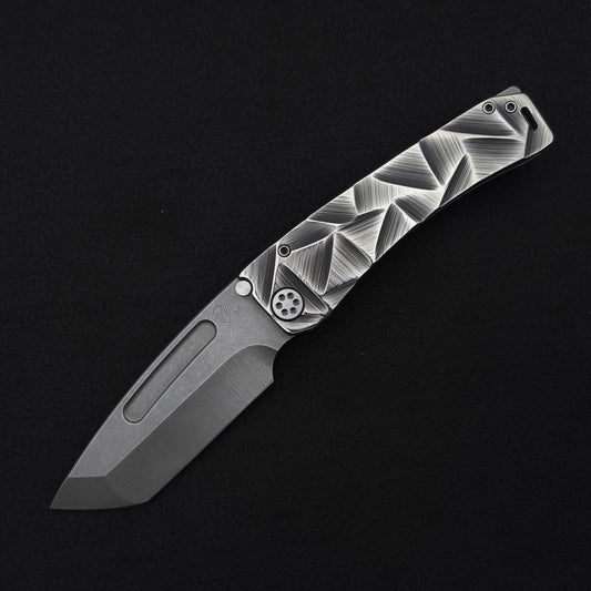Medford Marauder, Full Size, Acid Distressed Tanto, Black and Silver Stained Glass