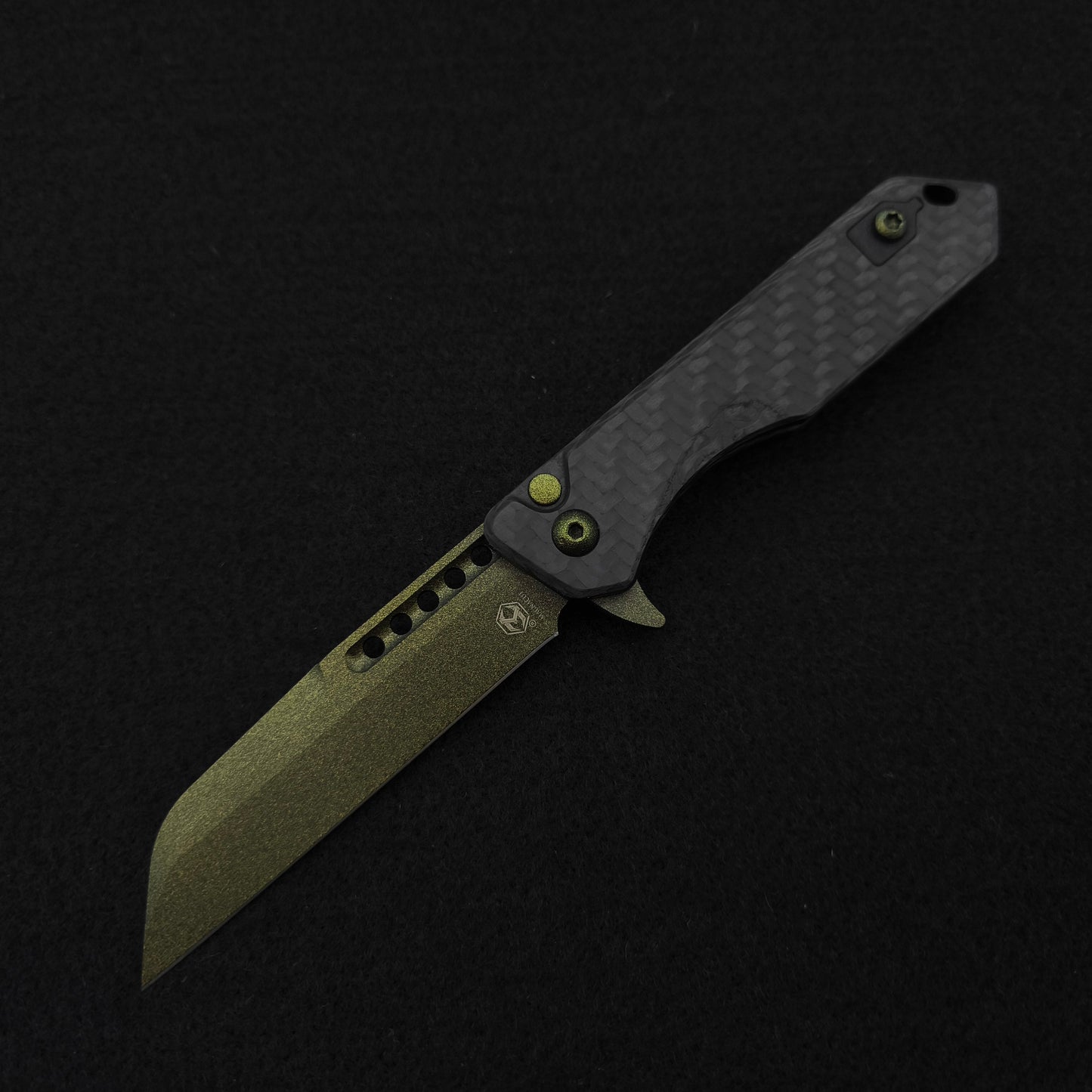 Heretic Knives Jinn Button Lock Green Carbon Fiber