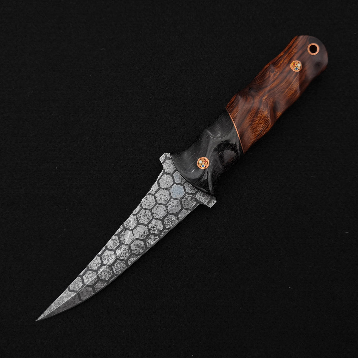 Half Face Blades Combat Filet Black Burlap Micarta, Desert Ironwood 2