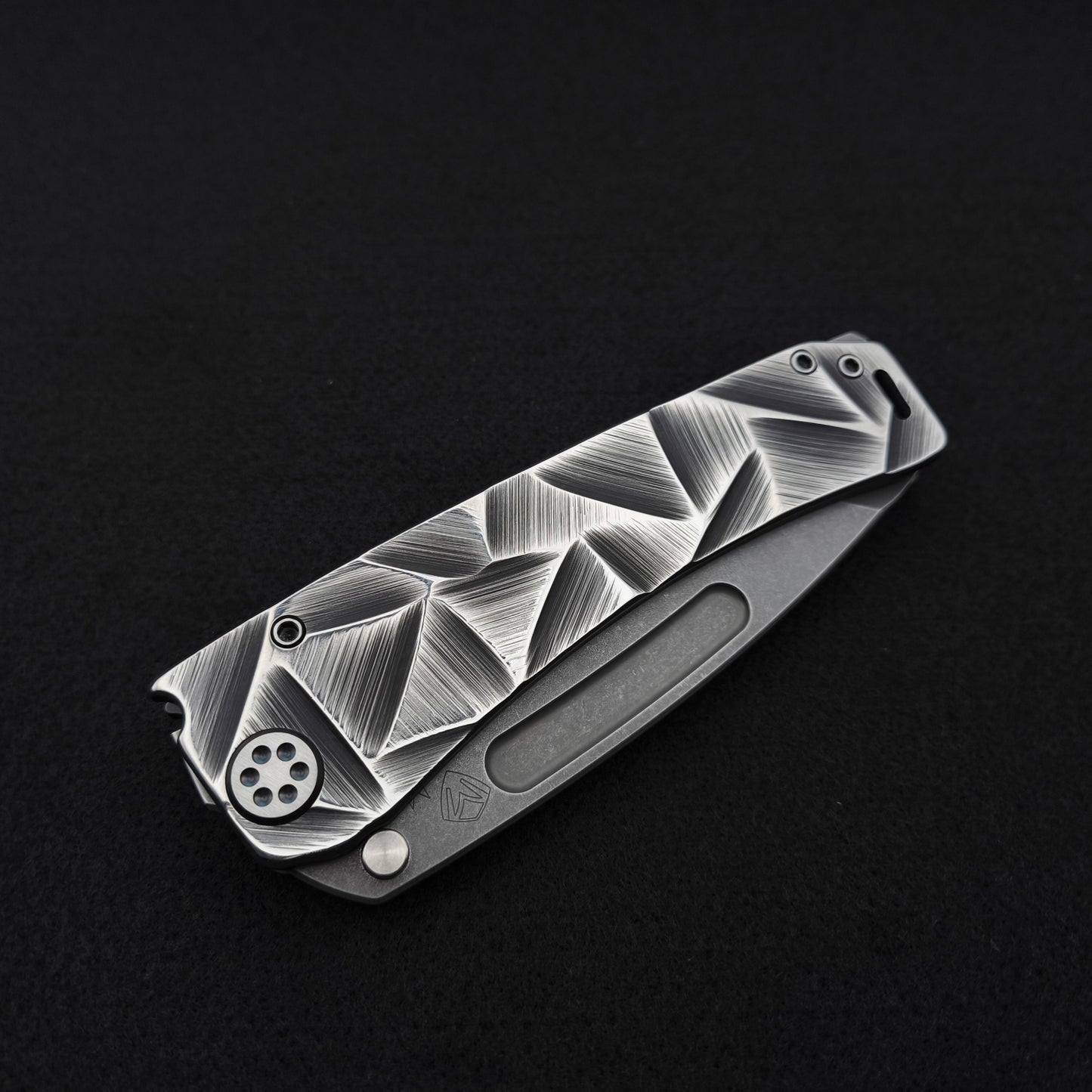 Medford Marauder, Full Size, Acid Distressed Tanto, Black and Silver Stained Glass