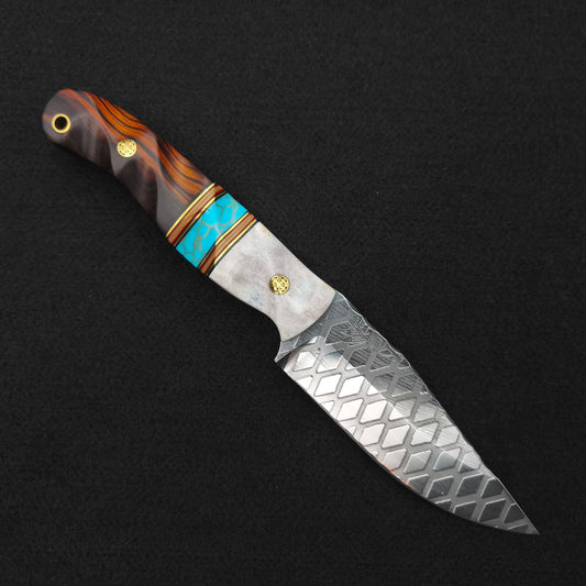 Half Face Blades Crow Jr Elk Antler, Turquoise, Desert Ironwood 1