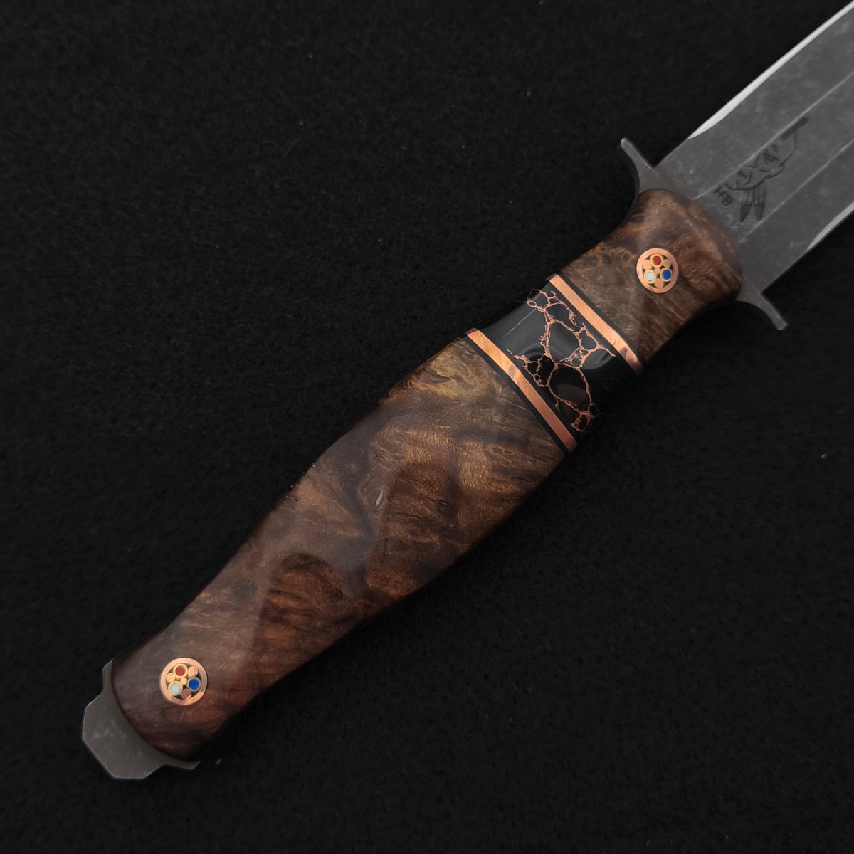 Half Face Blades Fairbairn Sykes Maple, Black G10 & Copper Pin Striping 3