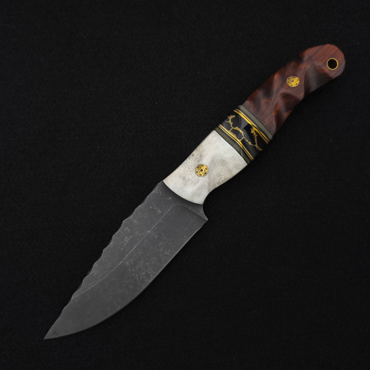 Half Face Blades Crow Jr Elk Antler, Black G10, Desert Ironwood