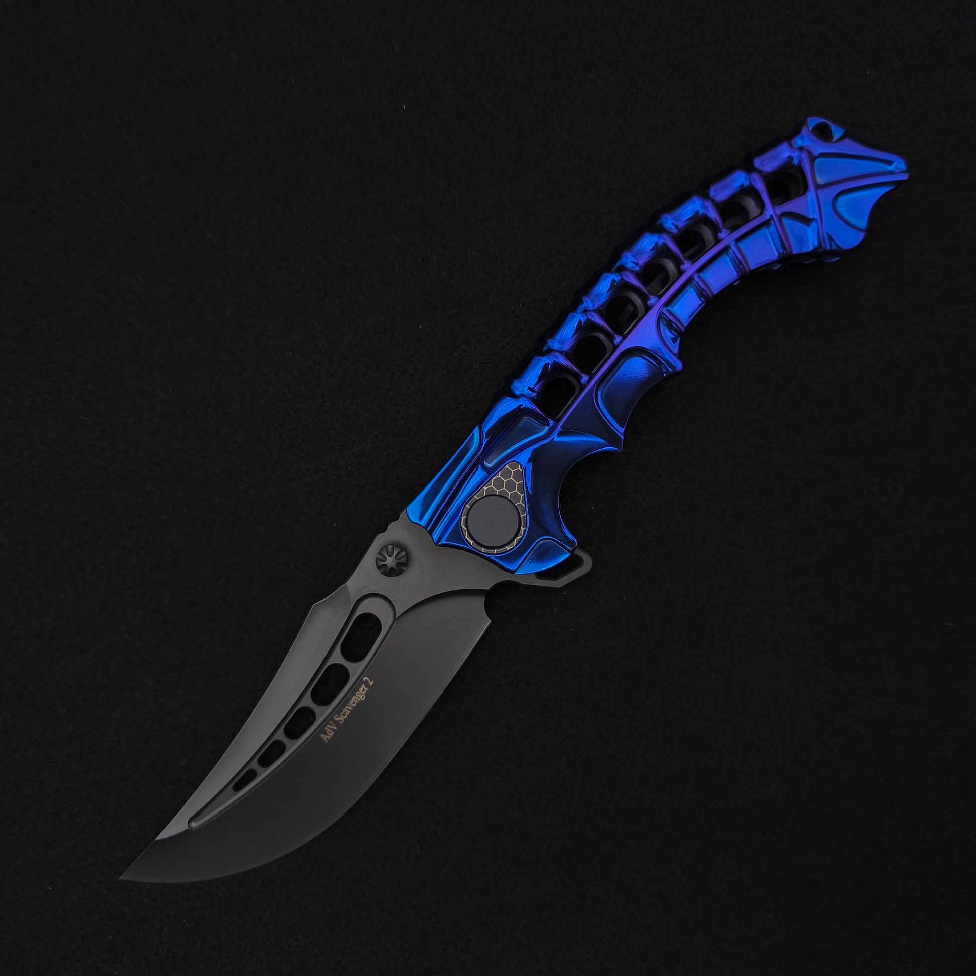 ADV Scavenger Gen 2, Integral Titanium Handle, Blue anodized, black M390 1