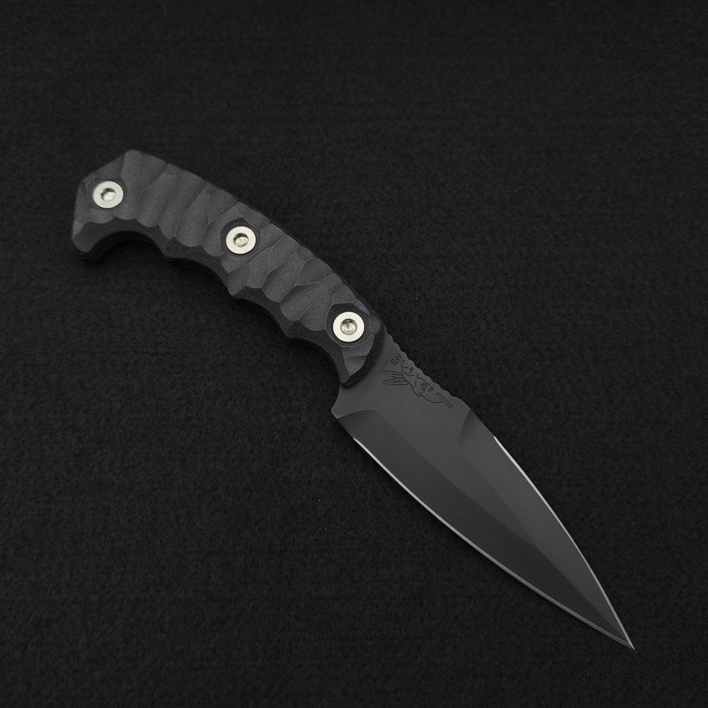 Half Face Blades HUMINT 4" Black G10, Armor Black Cerakote 1