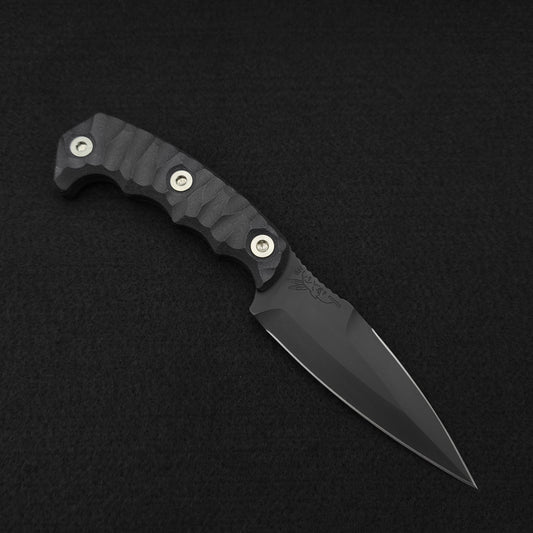 Half Face Blades HUMINT 4" Black G10, Armor Black Cerakote 1