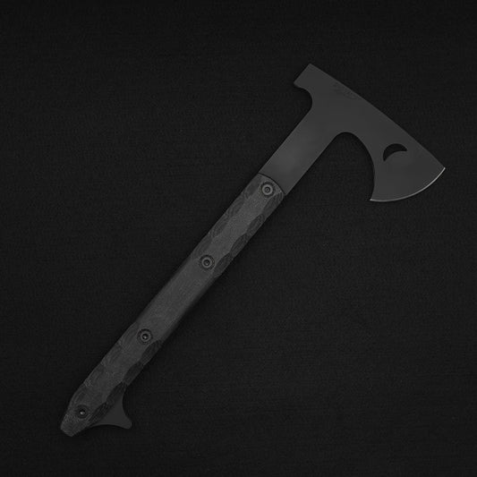 Half Face Blades Howler Hawk, Black Canvas Micarta, Armor Black Cerakote 1