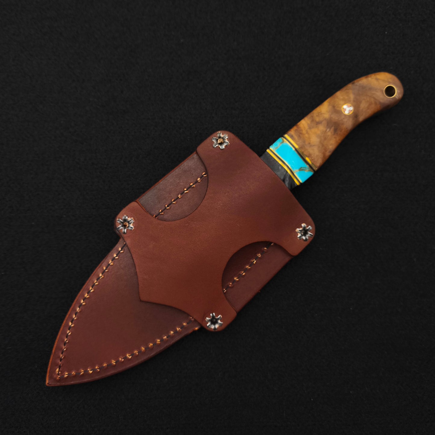 Half Face Blades Crow Scalper Black Burlap Micarta, Turquoise, Teak 5