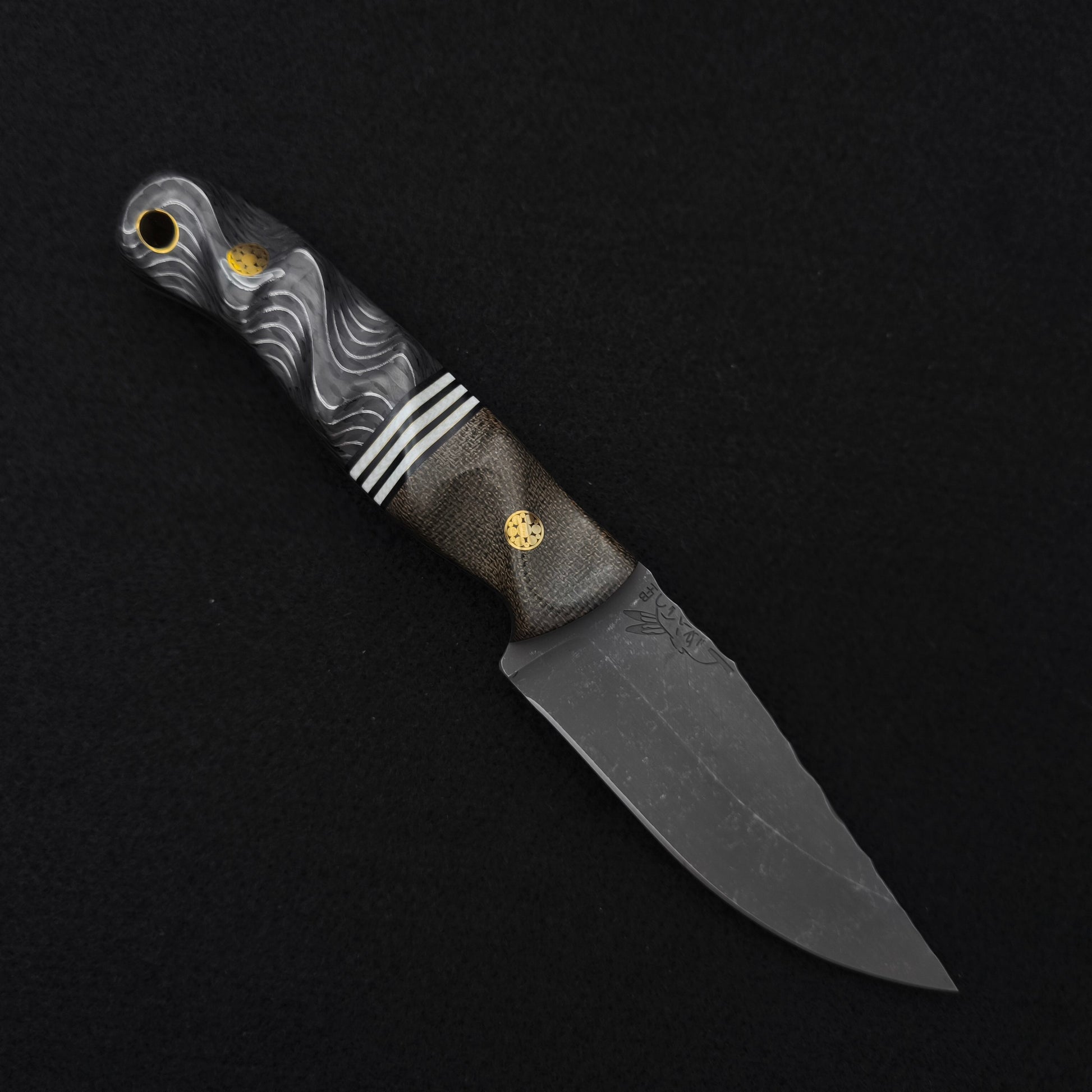 Half Face Blades Feather Light OD Green Canvas Micarta, Silver Dragon Strike Carbon 1
