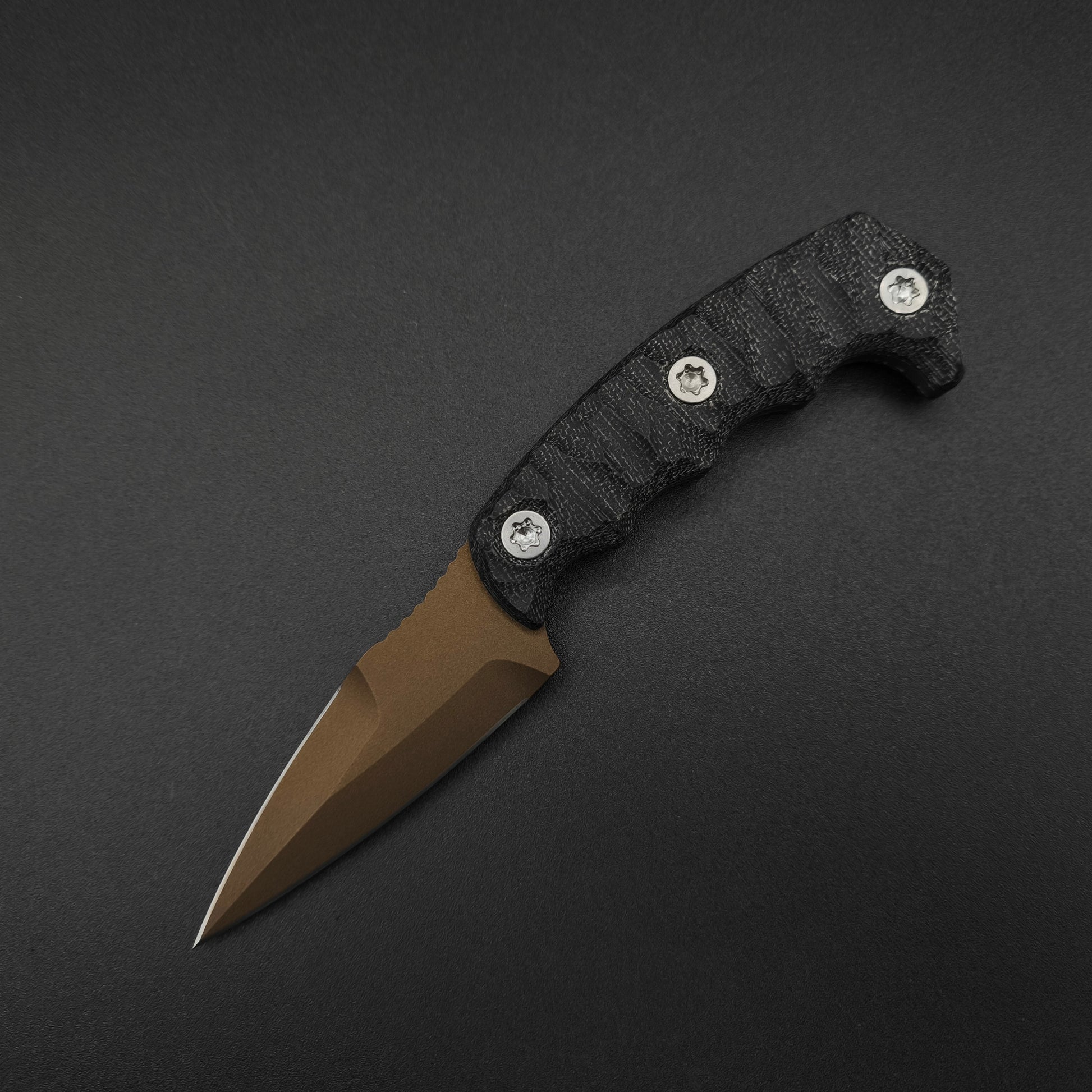 Half Face Blades HUMINT 3" Black Canvas Micarta, Midnight Bronze 2