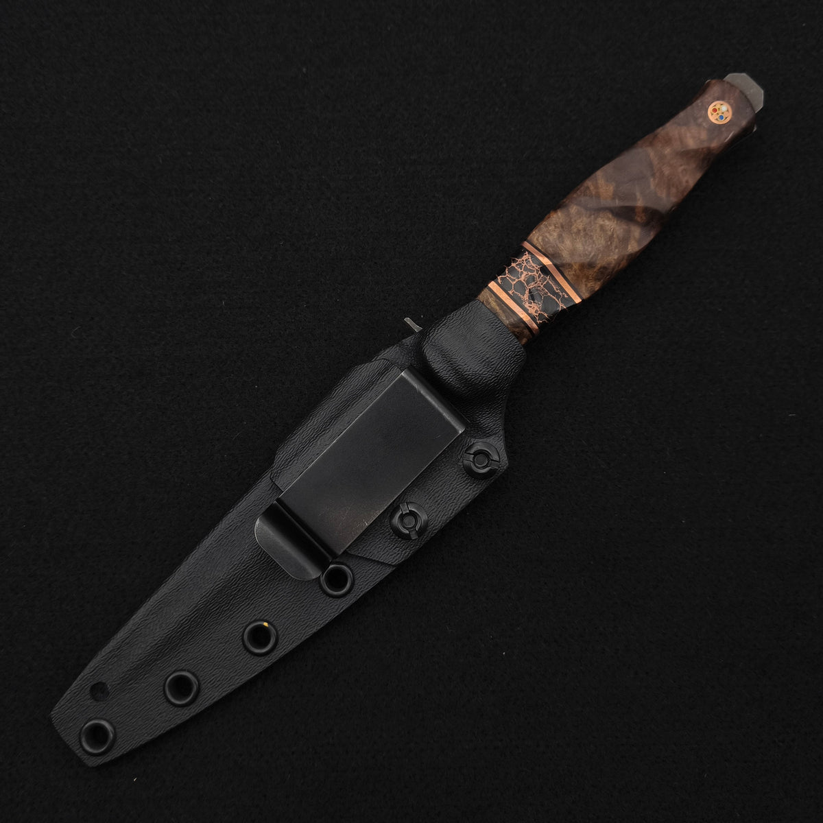 Half Face Blades Fairbairn Sykes Maple, Black G10 & Copper Pin Striping 5