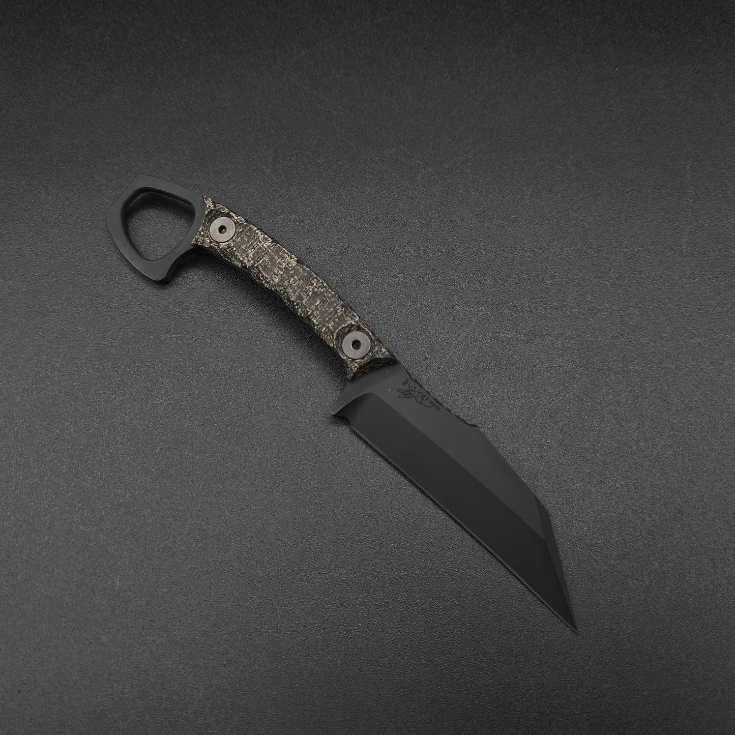 Half Face Blades SHPOS Black Burlap Micarta, Armor Black cerakote