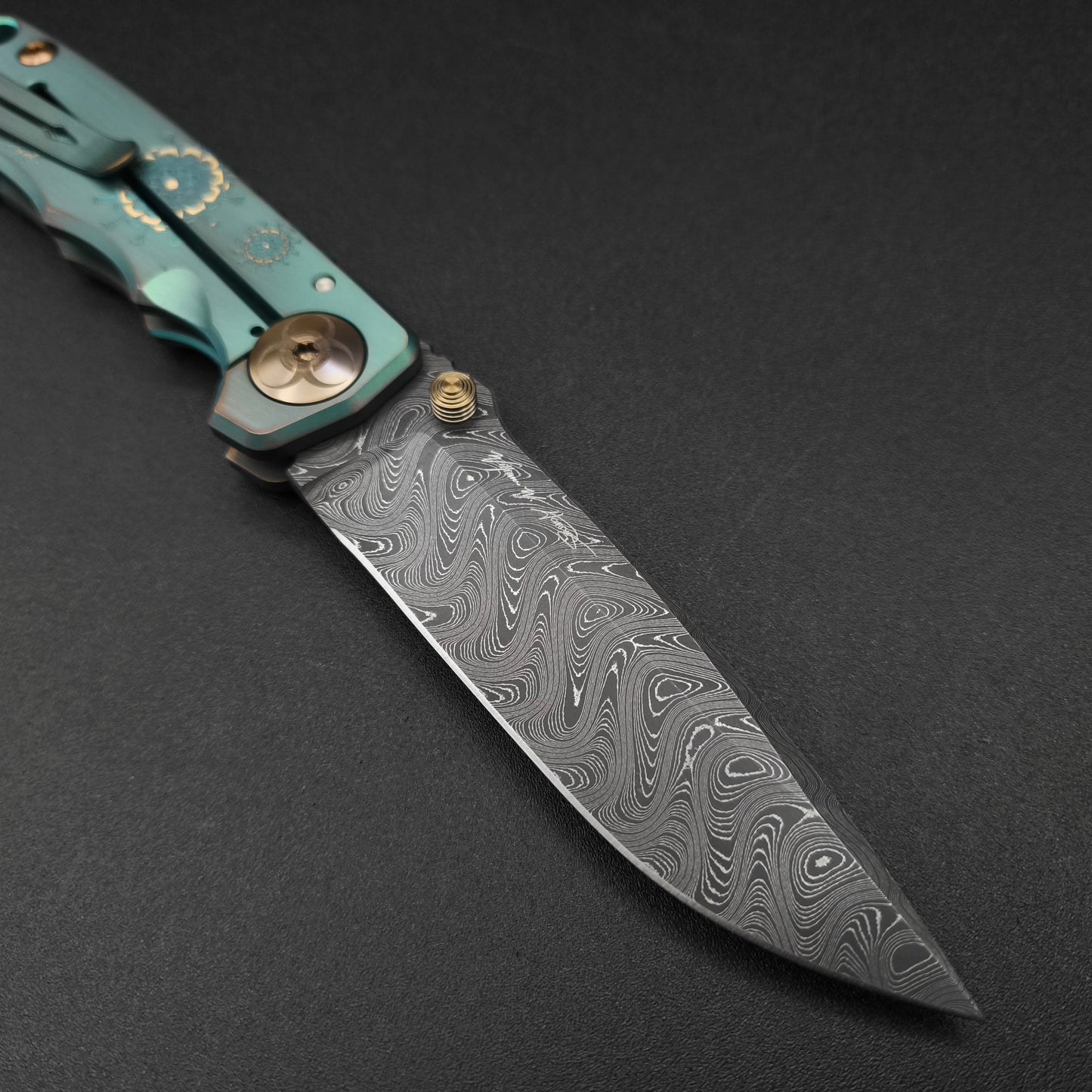 Spartan Blades Harsey Folder SF5 Custom Chad Nichols Damascus Plague Doctor Green