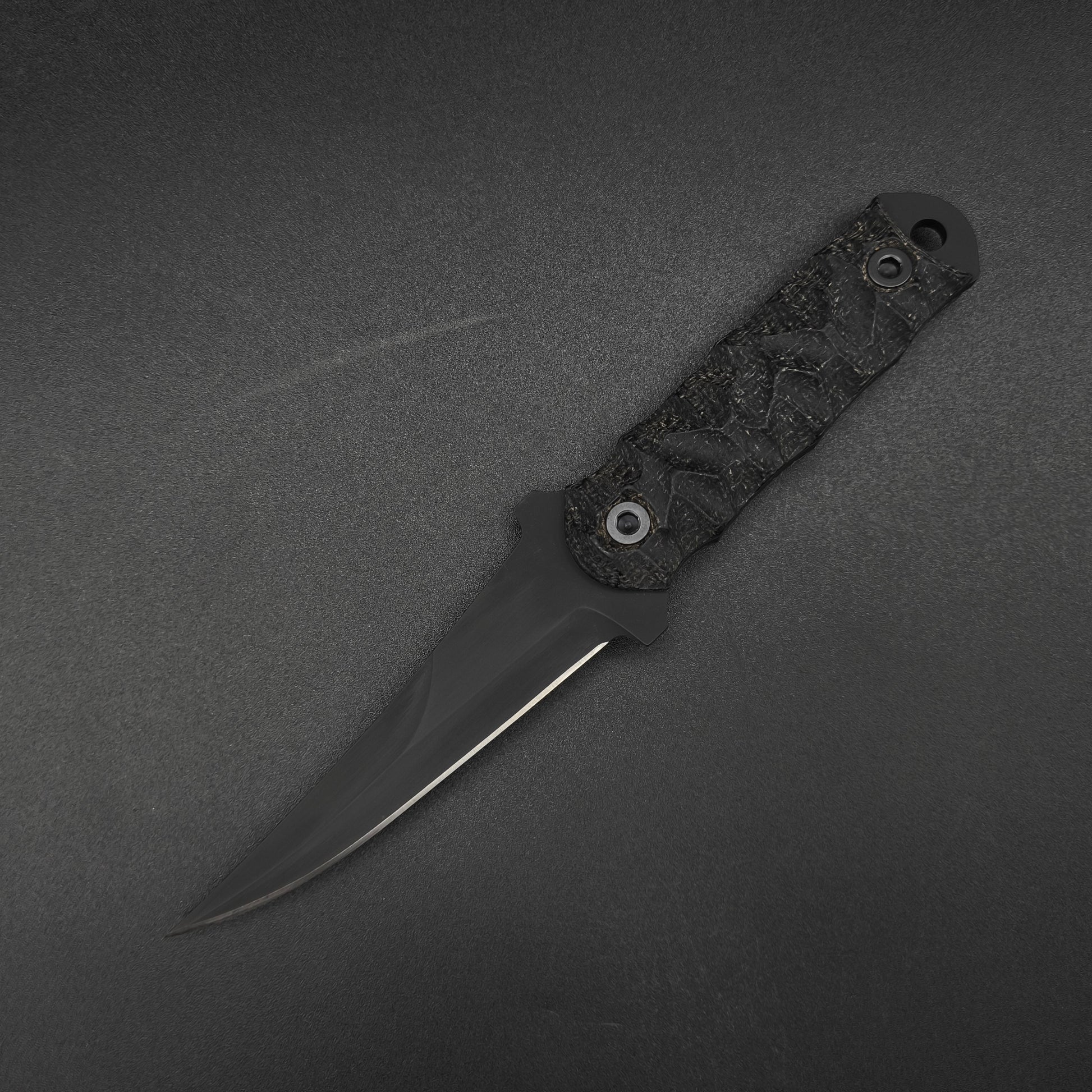 Half Face Blades Combat Filet Black Burlap Micarta, Armor Black Cerakote 2