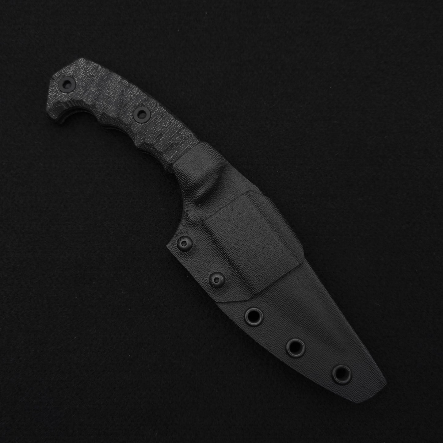 Half Face Blades HUMINT 4" Black Canvas Micarta, Armor Black Cerakote 3