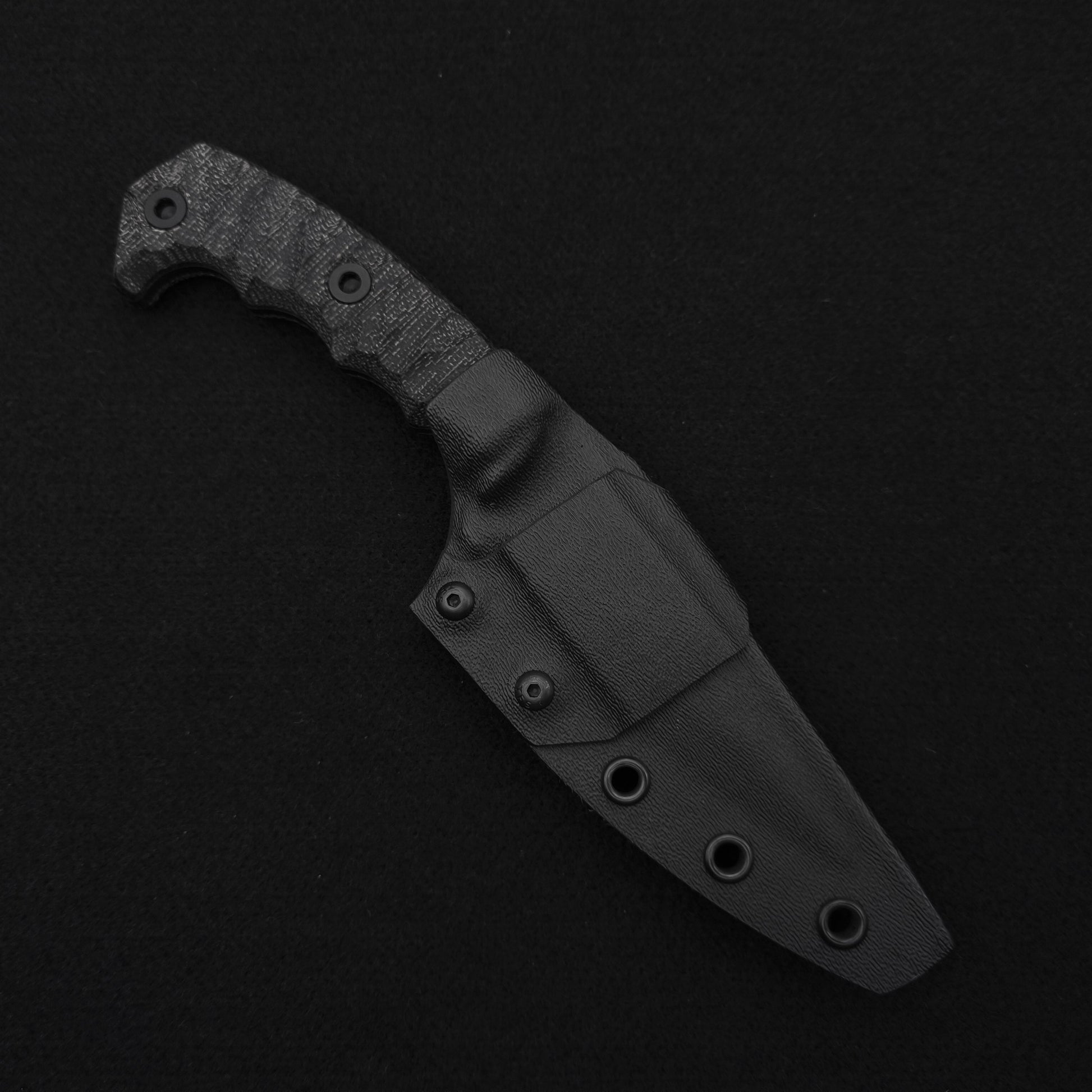 Half Face Blades HUMINT 4" Black Canvas Micarta, Armor Black Cerakote 3