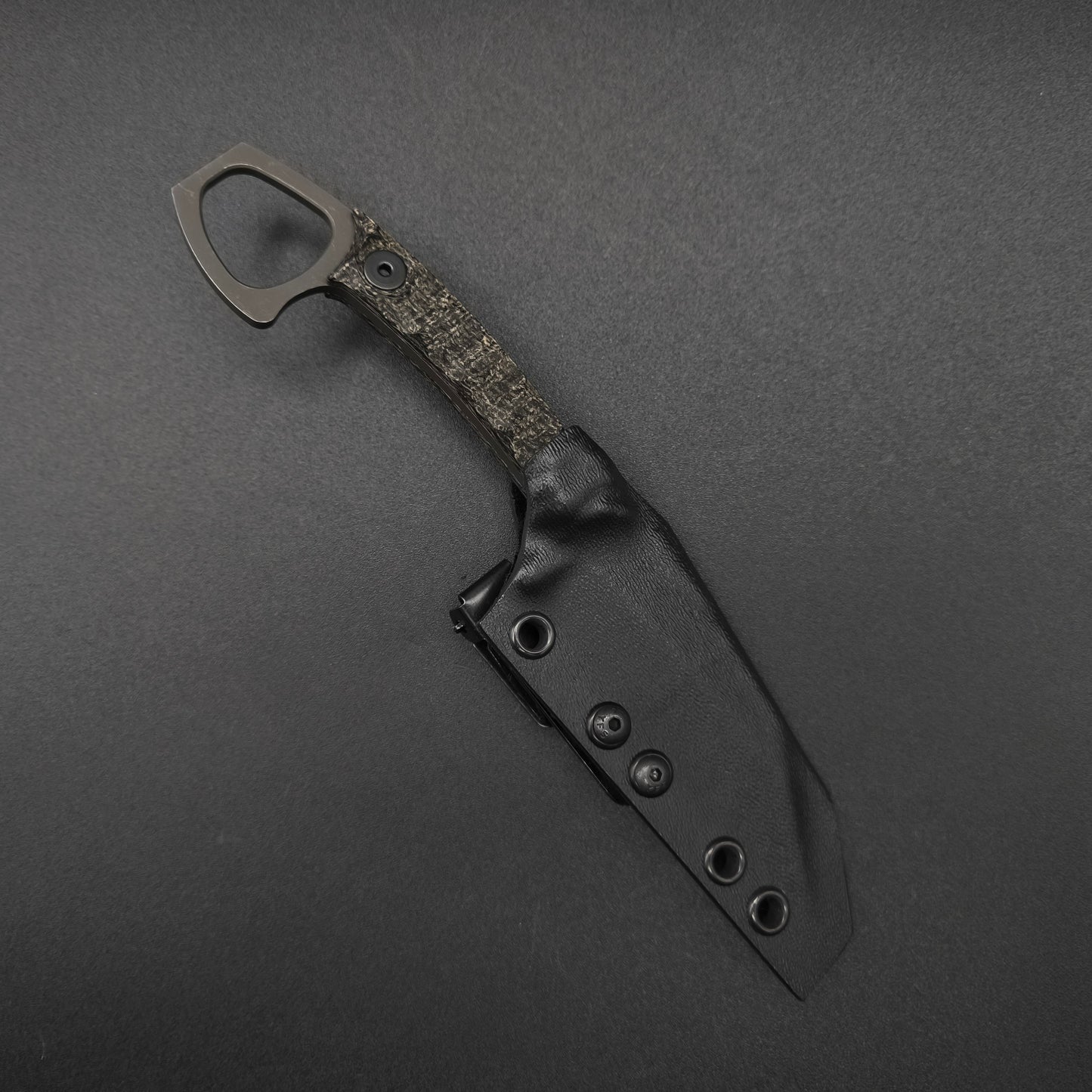 Half Face Blades SHPOS Black Burlap Micarta, stonewashed