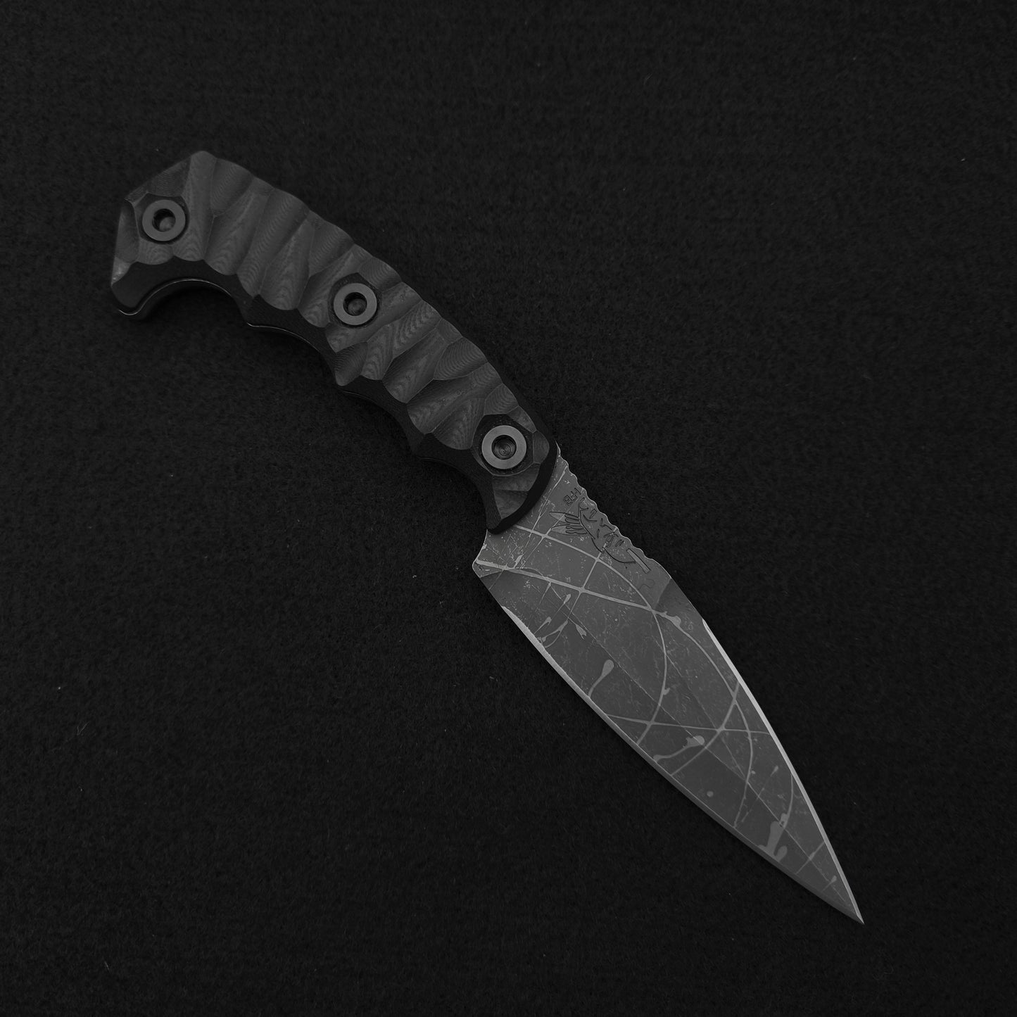 Half Face Blades HUMINT 4" Black G10, Acid Splash 1