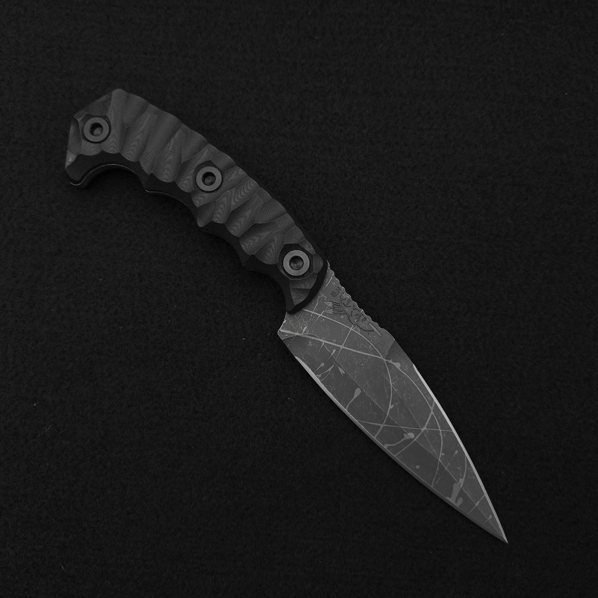 Half Face Blades HUMINT 4" Black G10, Acid Splash 1