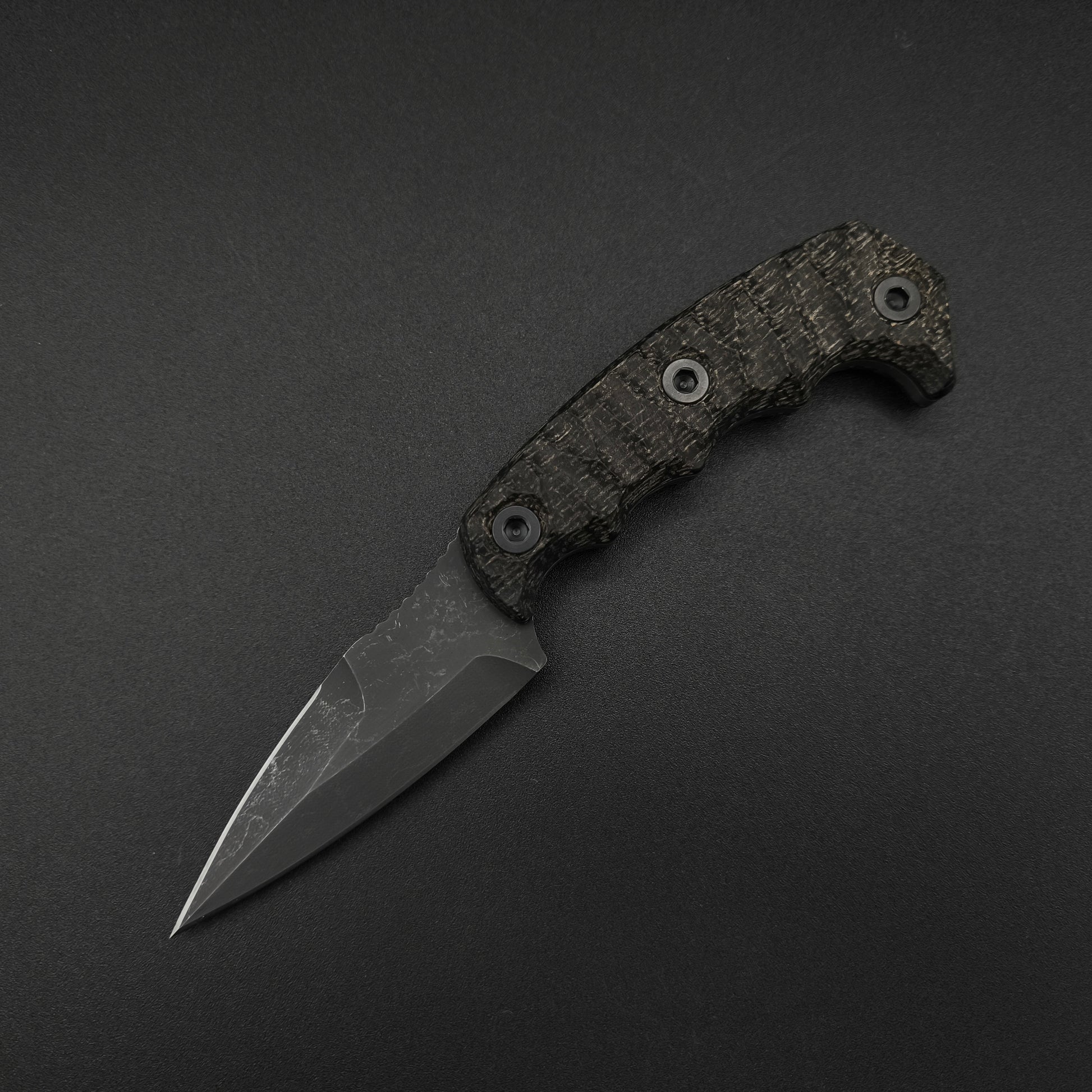 Half Face Blades HUMINT 3" Black Burlap Micarta 1