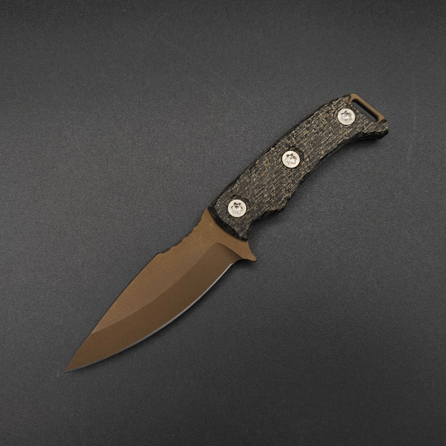 Half Face Blades Ishi Black Burlap Micarta, Midnight Bronze Cerakote 2