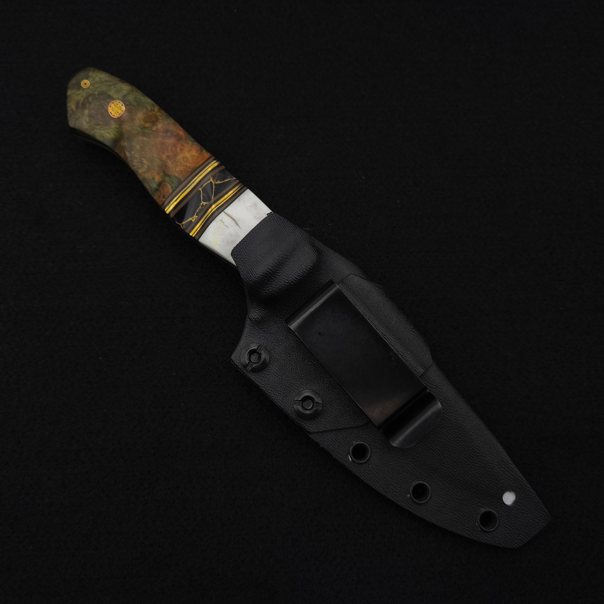 Half Face Blades Field Knife Elk Antler, Dyed Black Ash 4
