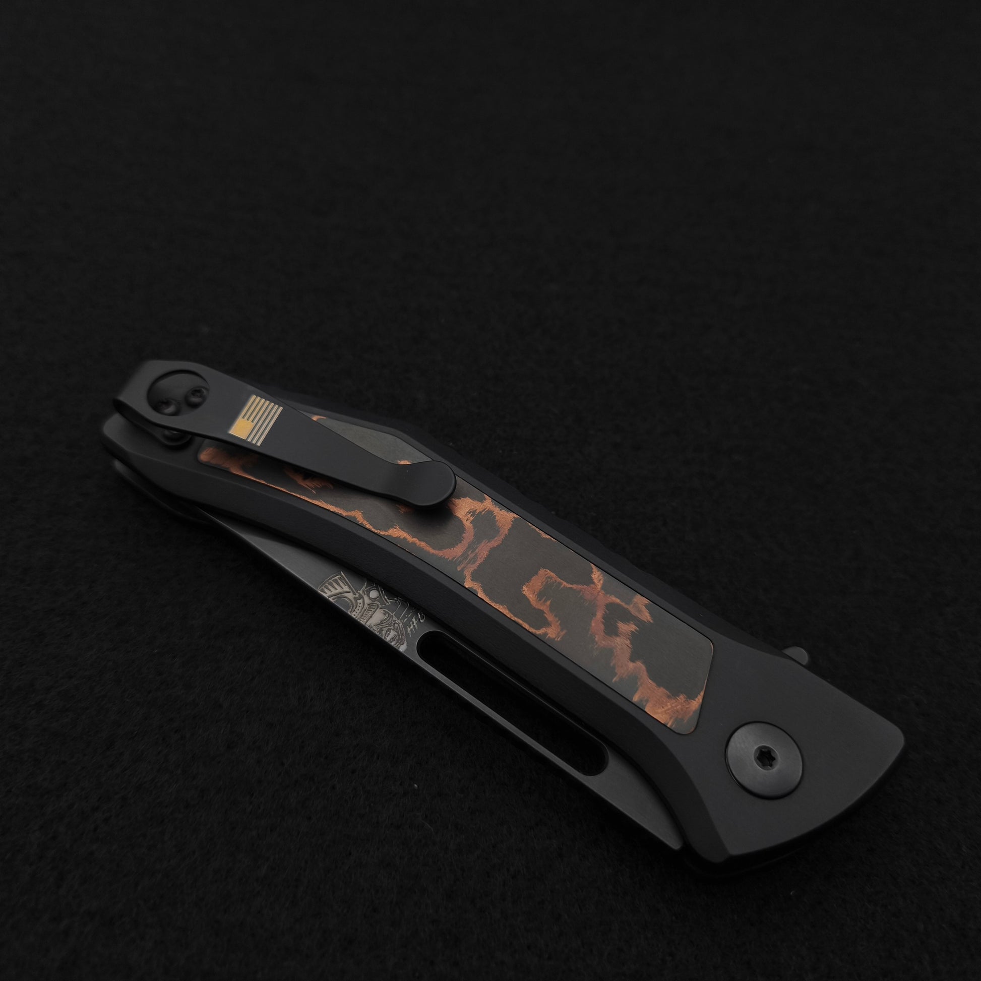 Half Face Blades Custom Kwaiken Folder Copper Camo Carbon Fiber 5