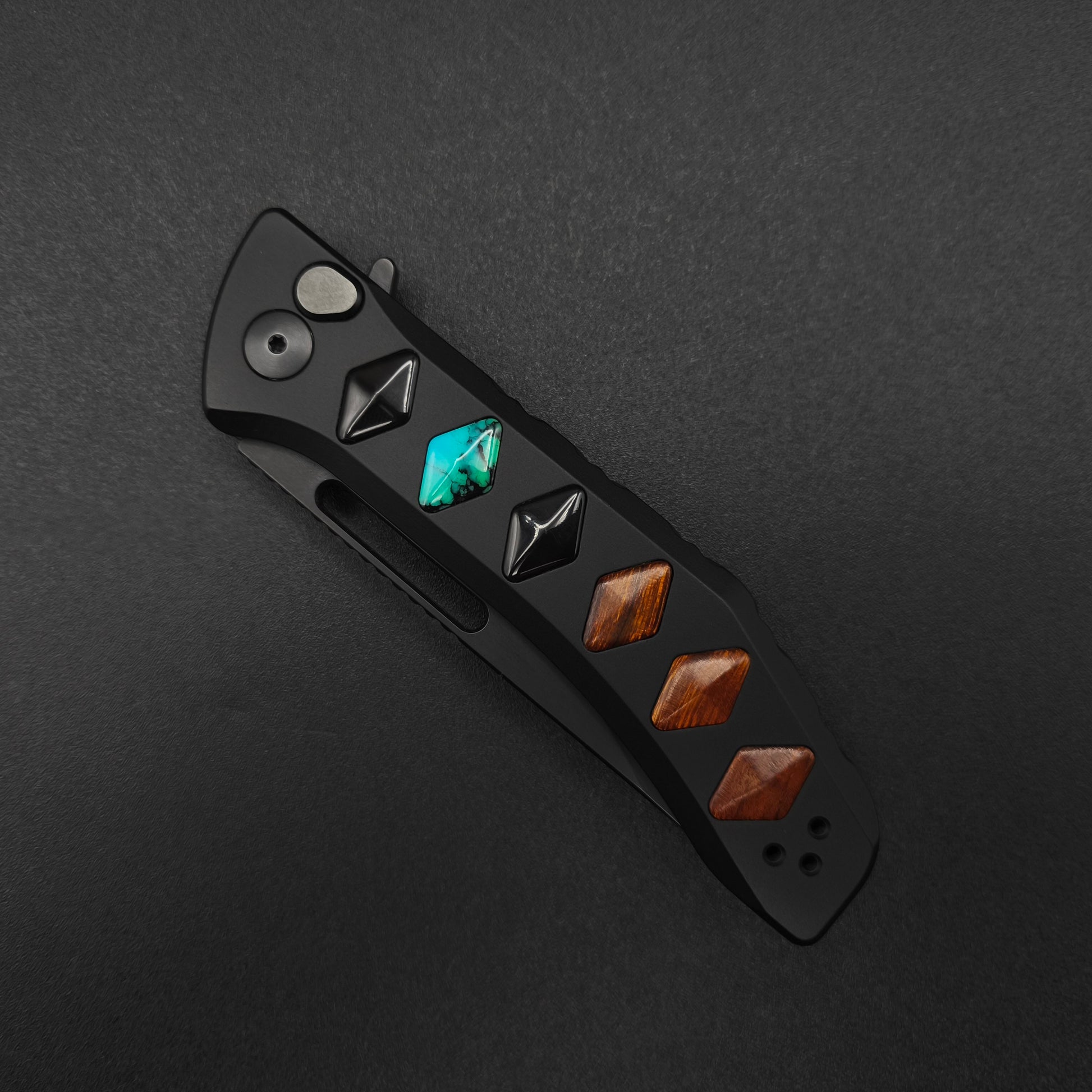 Half Face Blades Custom Kwaiken Folder Bison's Horn, Turquoise 4