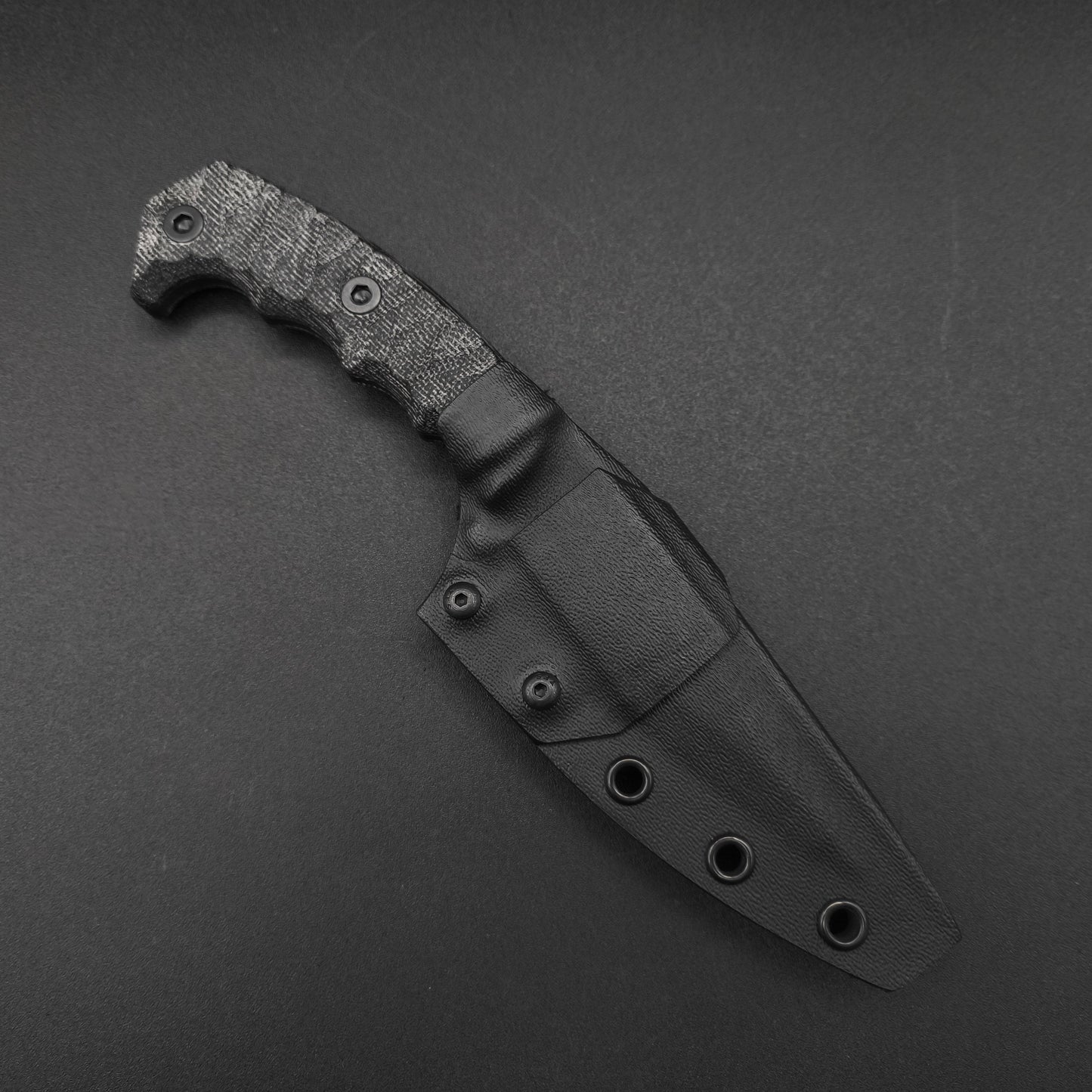 Half Face Blades HUMINT 4" Black Canvas Micarta, Armor Black Cerakote 3