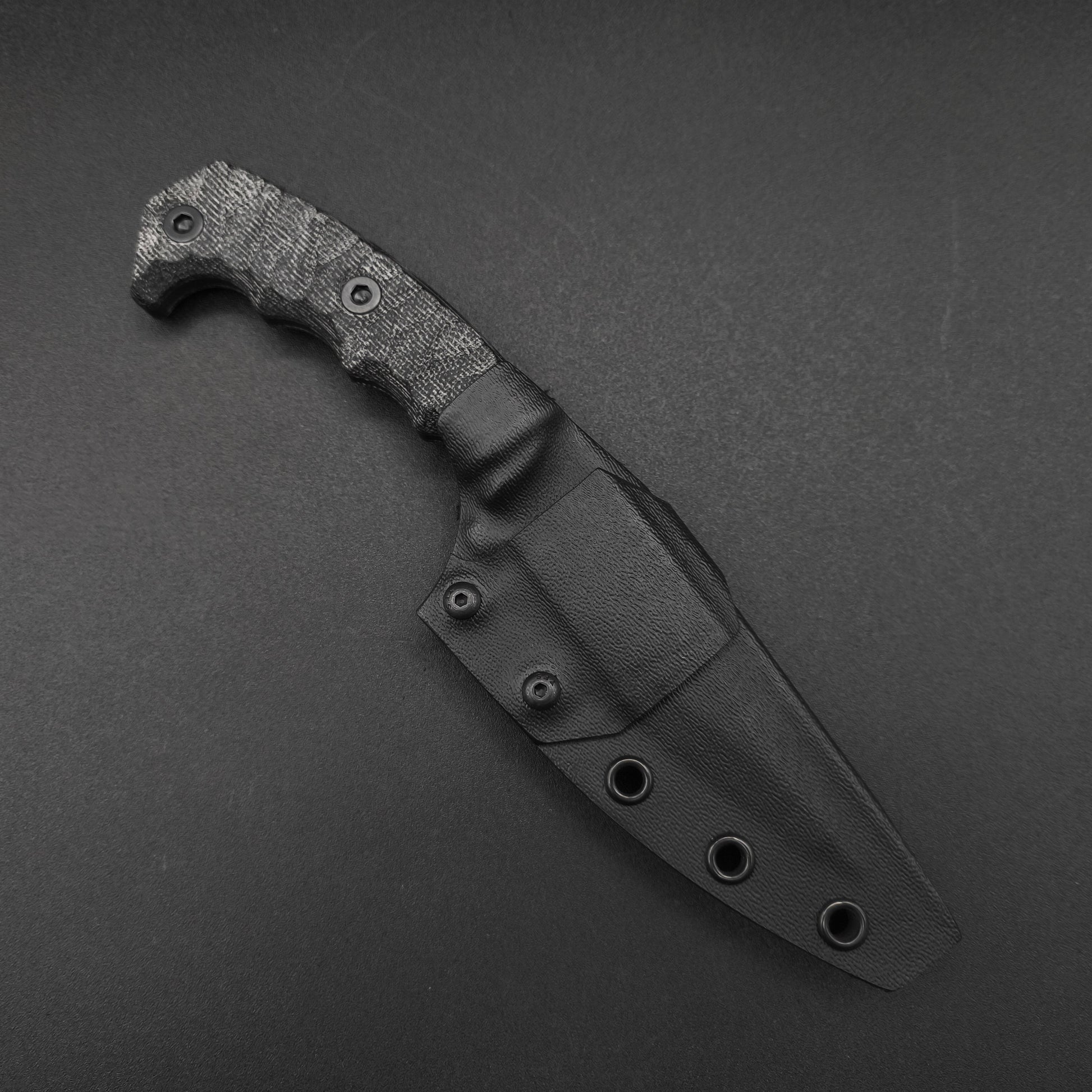 Half Face Blades HUMINT 4" Black Canvas Micarta, Armor Black Cerakote 3